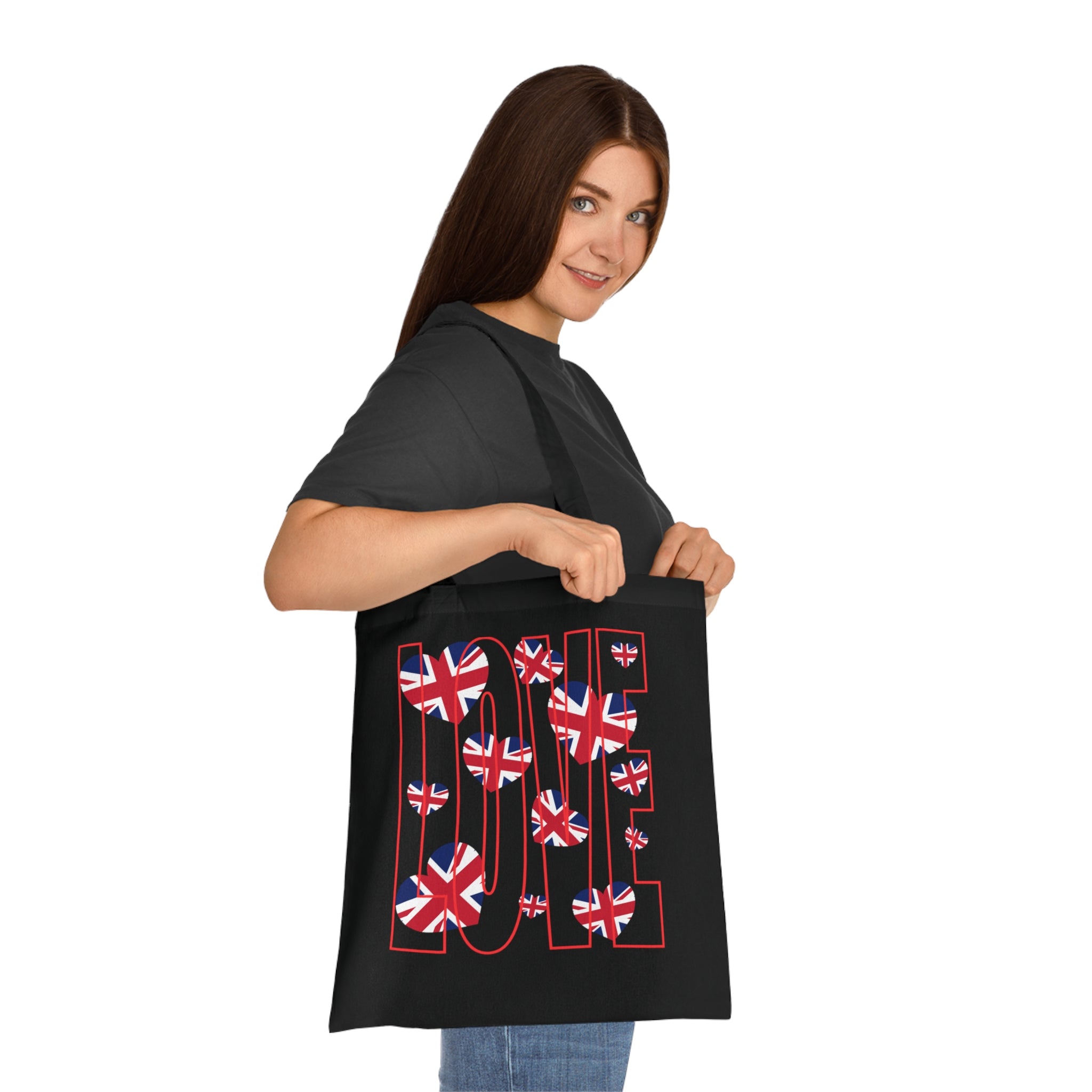 Union Jack Love Tote Bag | Stylish Reusable Cotton Canvas | Perfect for Shopping, Gifts, or Celebrations