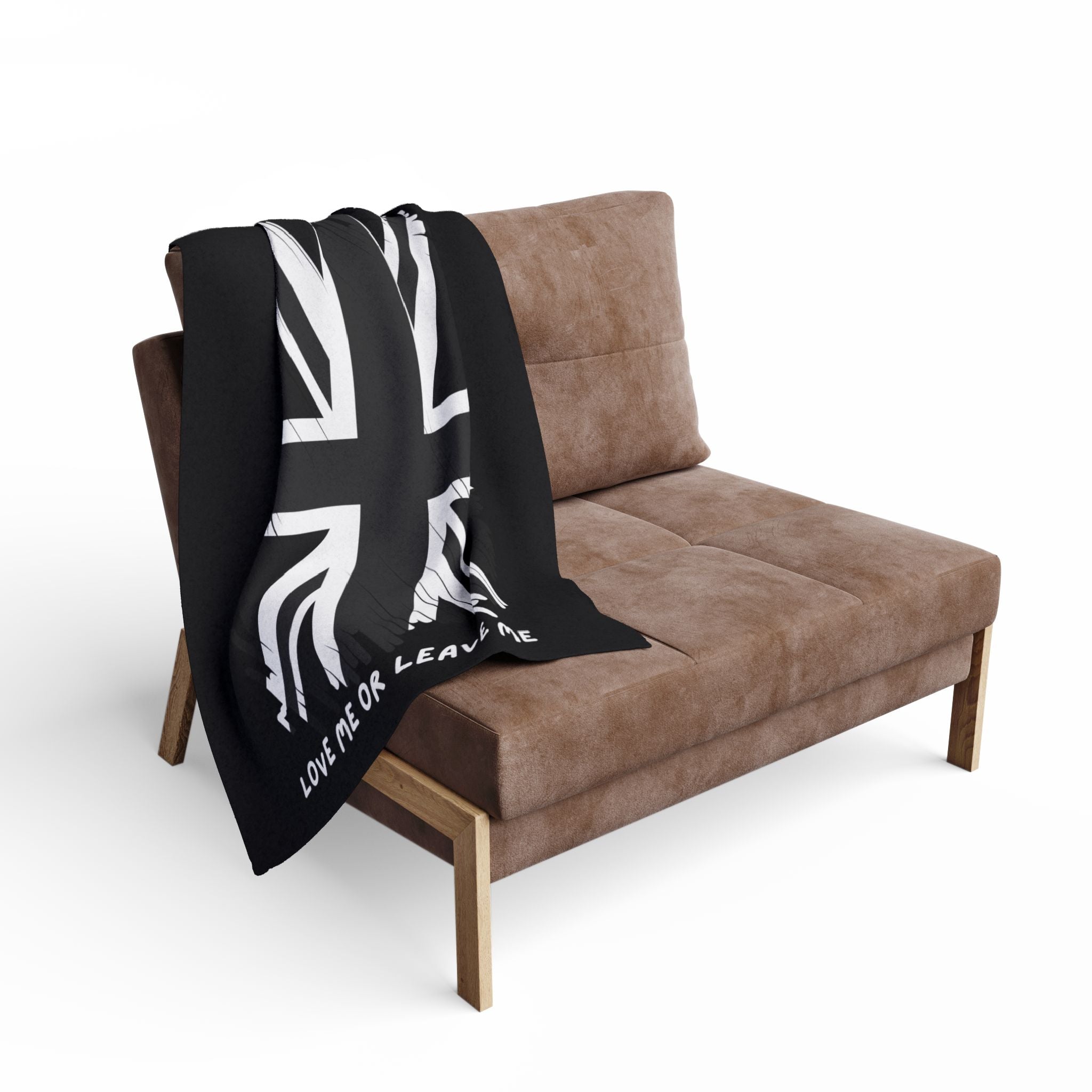 Cozy British Flag Blanket, Love Me or Leave Me Fleece Throw, Perfect for Home Decor, Gift for Him, Sheepskin for Chill Nights