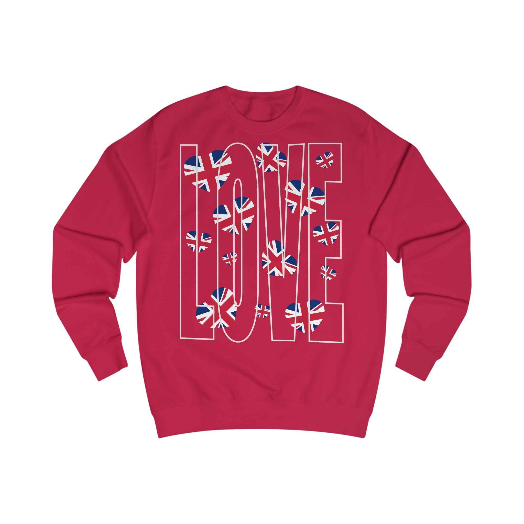 Patriotic Heart Sweatshirt, Cozy Unisex Pullover, British Flag Apparel, Gift for Travelers, Perfect for Holidays, Casual Everyday Wear