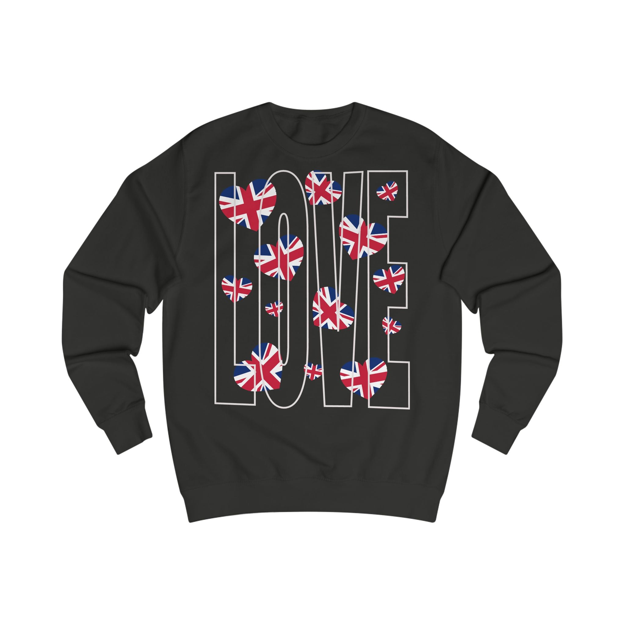 Patriotic Heart Sweatshirt, Cozy Unisex Pullover, British Flag Apparel, Gift for Travelers, Perfect for Holidays, Casual Everyday Wear