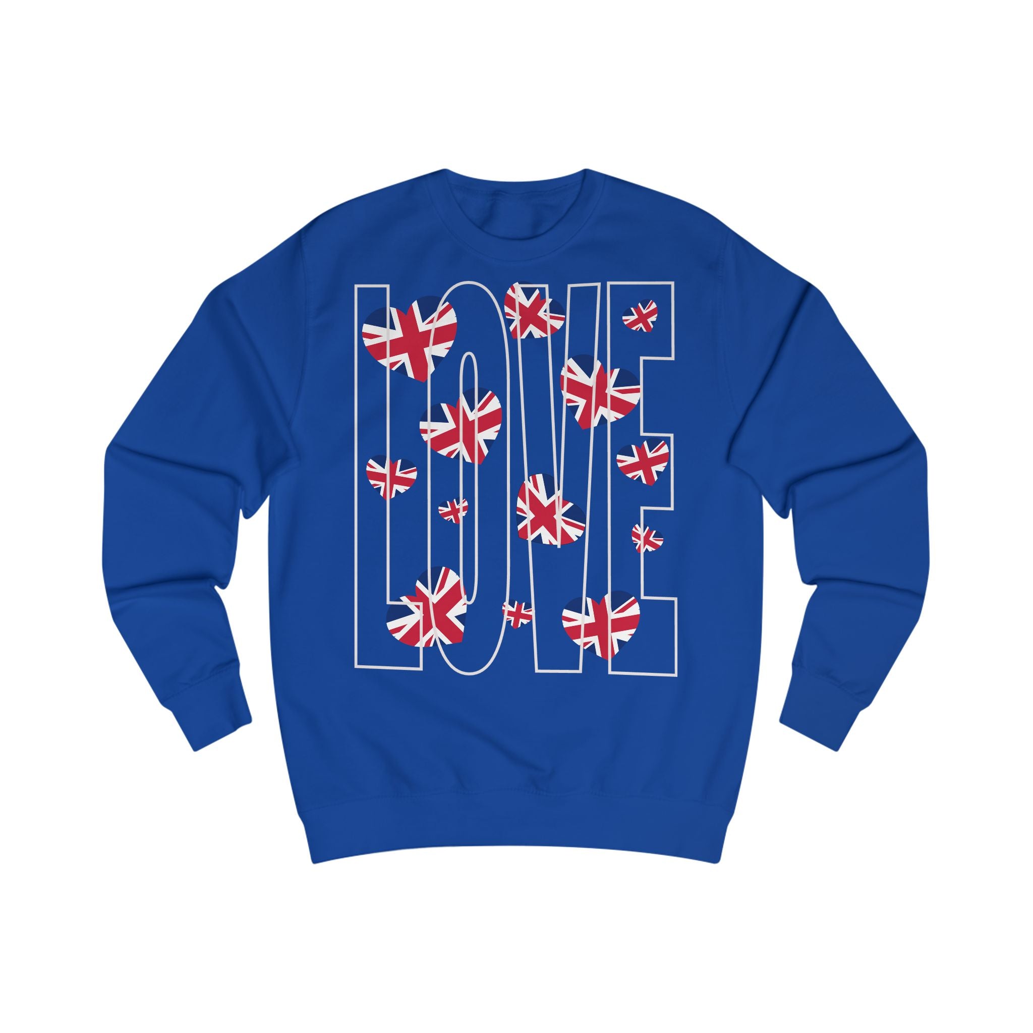 Patriotic Heart Sweatshirt, Cozy Unisex Pullover, British Flag Apparel, Gift for Travelers, Perfect for Holidays, Casual Everyday Wear