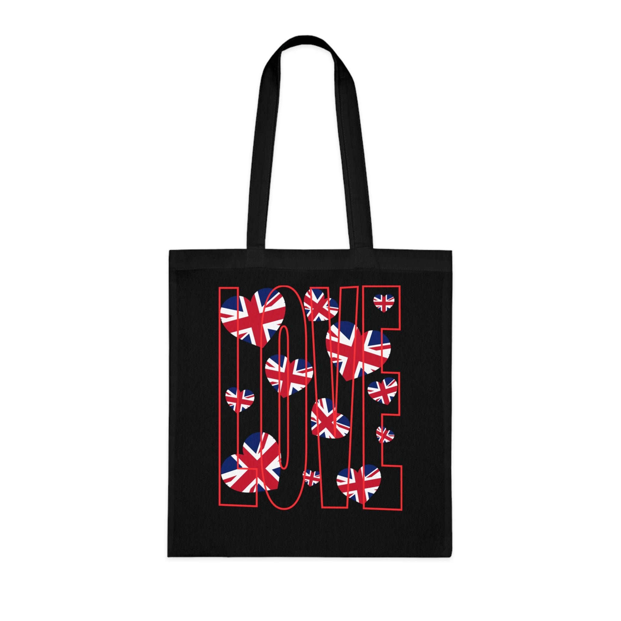 Union Jack Love Tote Bag | Stylish Reusable Cotton Canvas | Perfect for Shopping, Gifts, or Celebrations