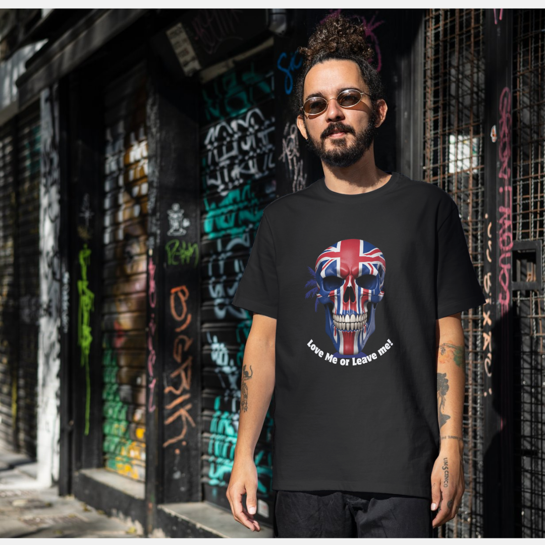British Skull Graphic V-Neck Tee, Graphic T-Shirt, Unisex Apparel, Edgy Fashion Top, Perfect Gift