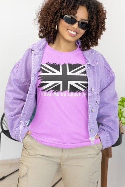 British Pride Tee - Love Me or Leave Me, Unisex Shirt, Graphic Tee, UK Flag T-Shirt, Gift for Travelers, Casual Wear