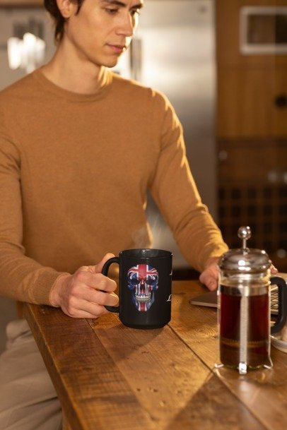 Edgy Skull Mug, Love Me or Leave Me Coffee Cup, Gift for Him, Unique Black Mug, Gothic Decor, Alternative Gifts