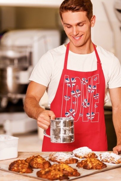Love Britain-Inspired Cotton Apron, Perfect Gift for Chefs, Baking Enthusiasts, Valentine's Day, Kitchen Decor, Cooking Essentials