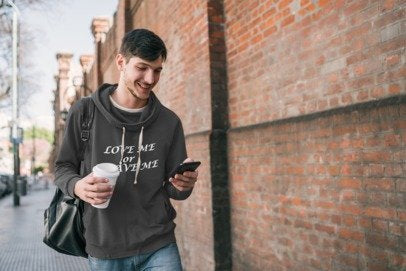 Love Me or Leave Me College Hoodie - Unisex Casual Wear, Cozy Street Style, Perfect Gift, British Heart Design