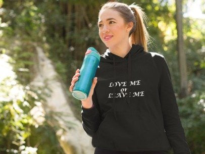 Love Me or Leave Me College Hoodie - Unisex Casual Wear, Cozy Street Style, Perfect Gift, British Heart Design
