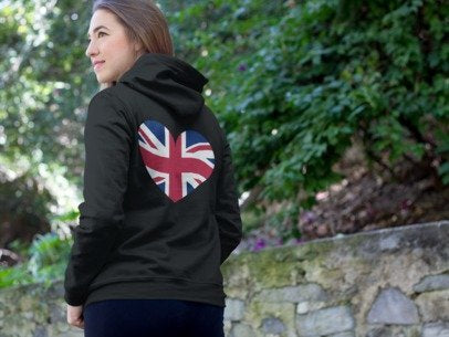 Love Me or Leave Me College Hoodie - Unisex Casual Wear, Cozy Street Style, Perfect Gift, British Heart Design