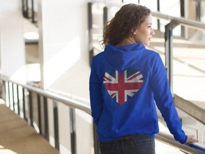 Love Me or Leave Me College Hoodie - Unisex Casual Wear, Cozy Street Style, Perfect Gift, British Heart Design
