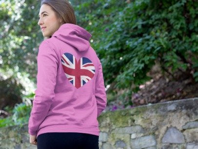 Love Me or Leave Me College Hoodie - Unisex Casual Wear, Cozy Street Style, Perfect Gift, British Heart Design