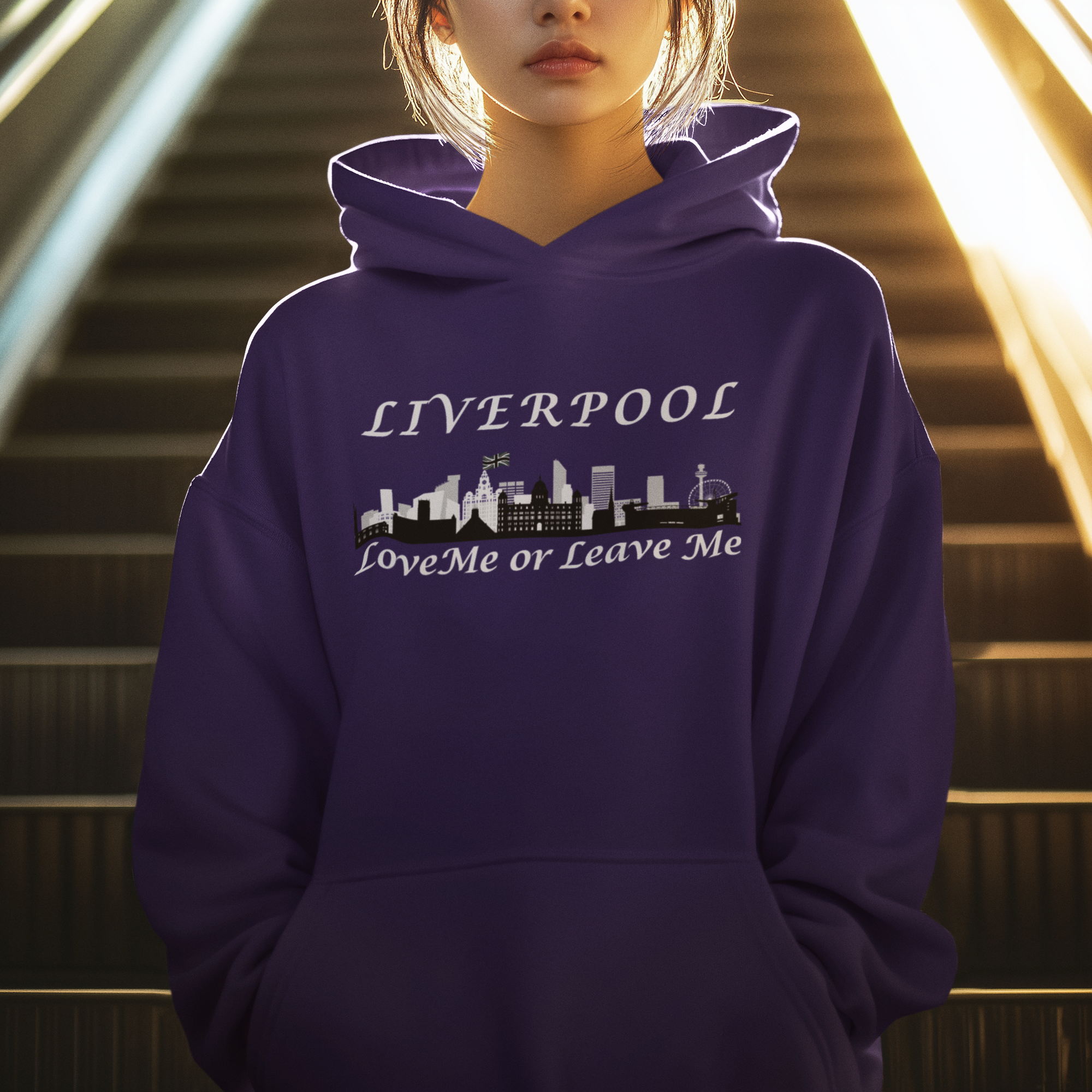 Liverpool Skyline College Hoodie - Love Me or Leave Me, Comfortable Unisex Sweatshirt, Perfect Gift for Students, Casual Wear