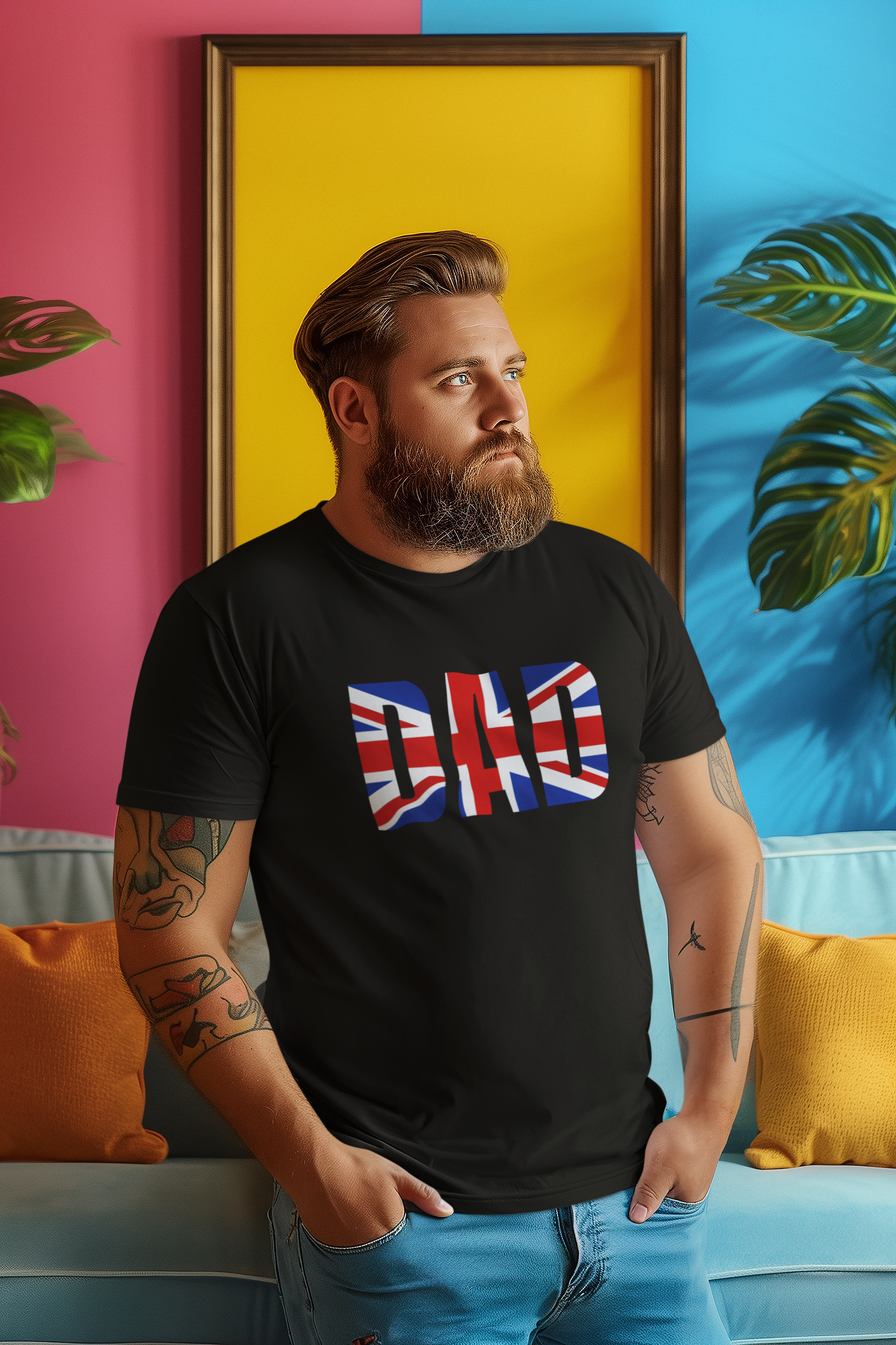 British Flag Dad Tee - Perfect for Father's Day, Casual Wear, Gifts for Dads, Patriotic Fashion, Family Outings