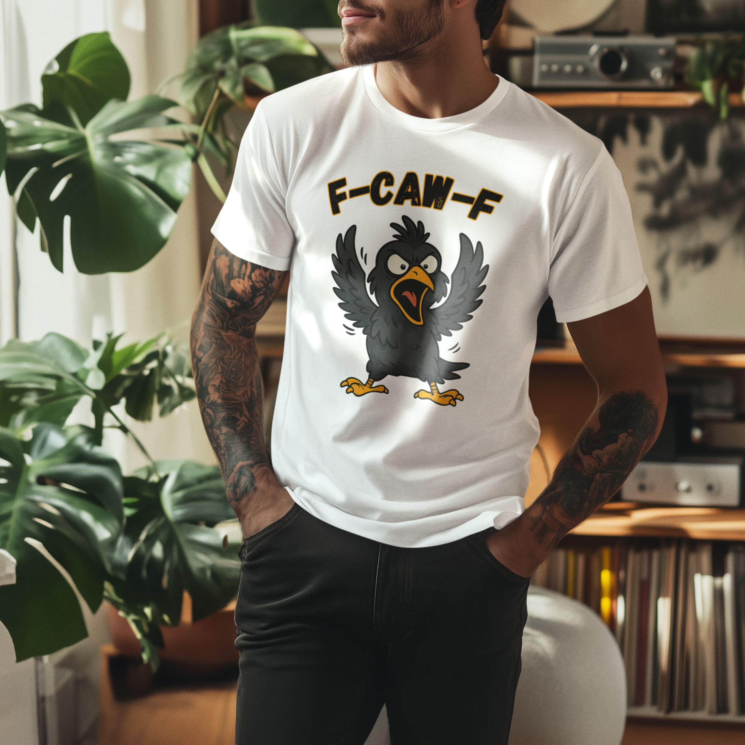 F-Caw-F Unisex Heavy Cotton Tee, Funny Graphic Shirt, Casual Wear, Unique Gift, Bird Lover Apparel
