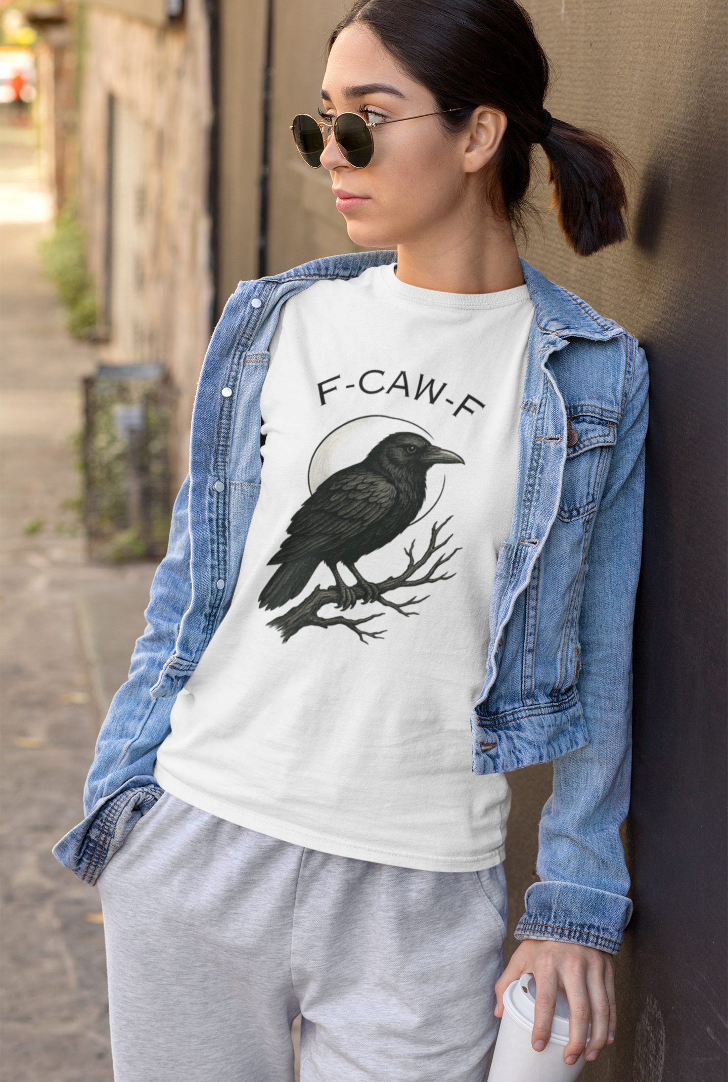 Caw-F Unisex Cotton Tee, Raven Shirt, Bird Lover Gift, Halloween Apparel, Nature T-Shirt, Unique Graphic Tee