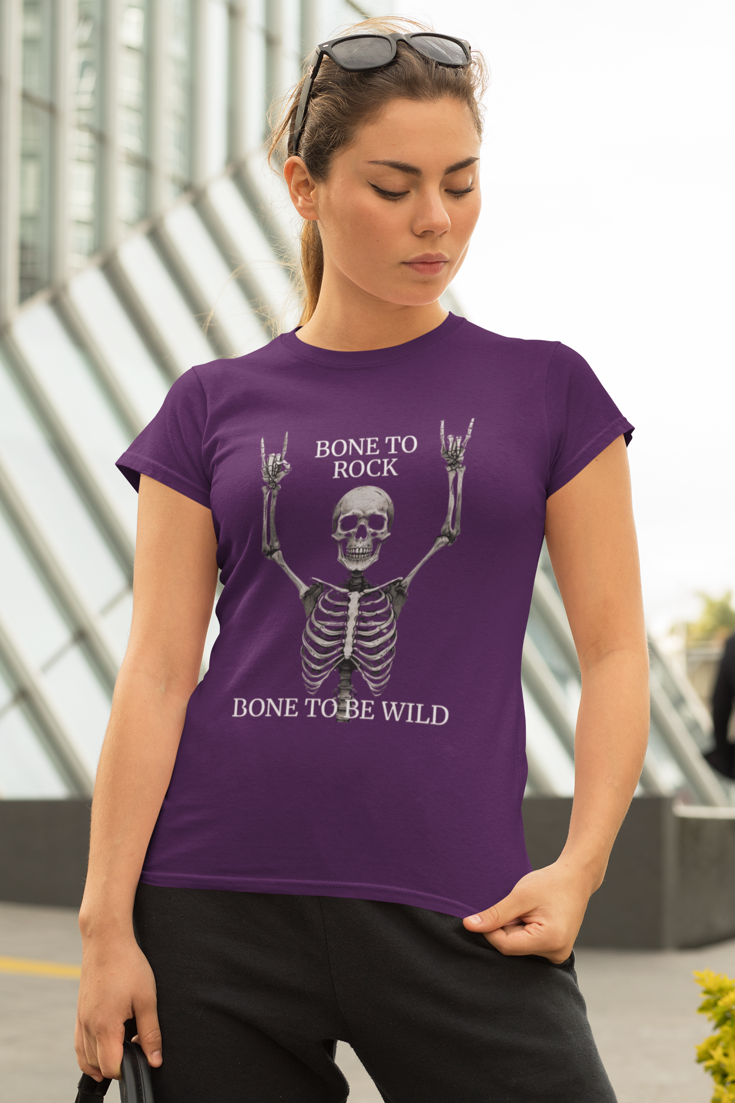 Bone to Rock Sweatshirt - Unisex Heavy Blend, Halloween Costume, Music Lovers Gift, Skeleton Design, Casual Wear, Rocking Apparel