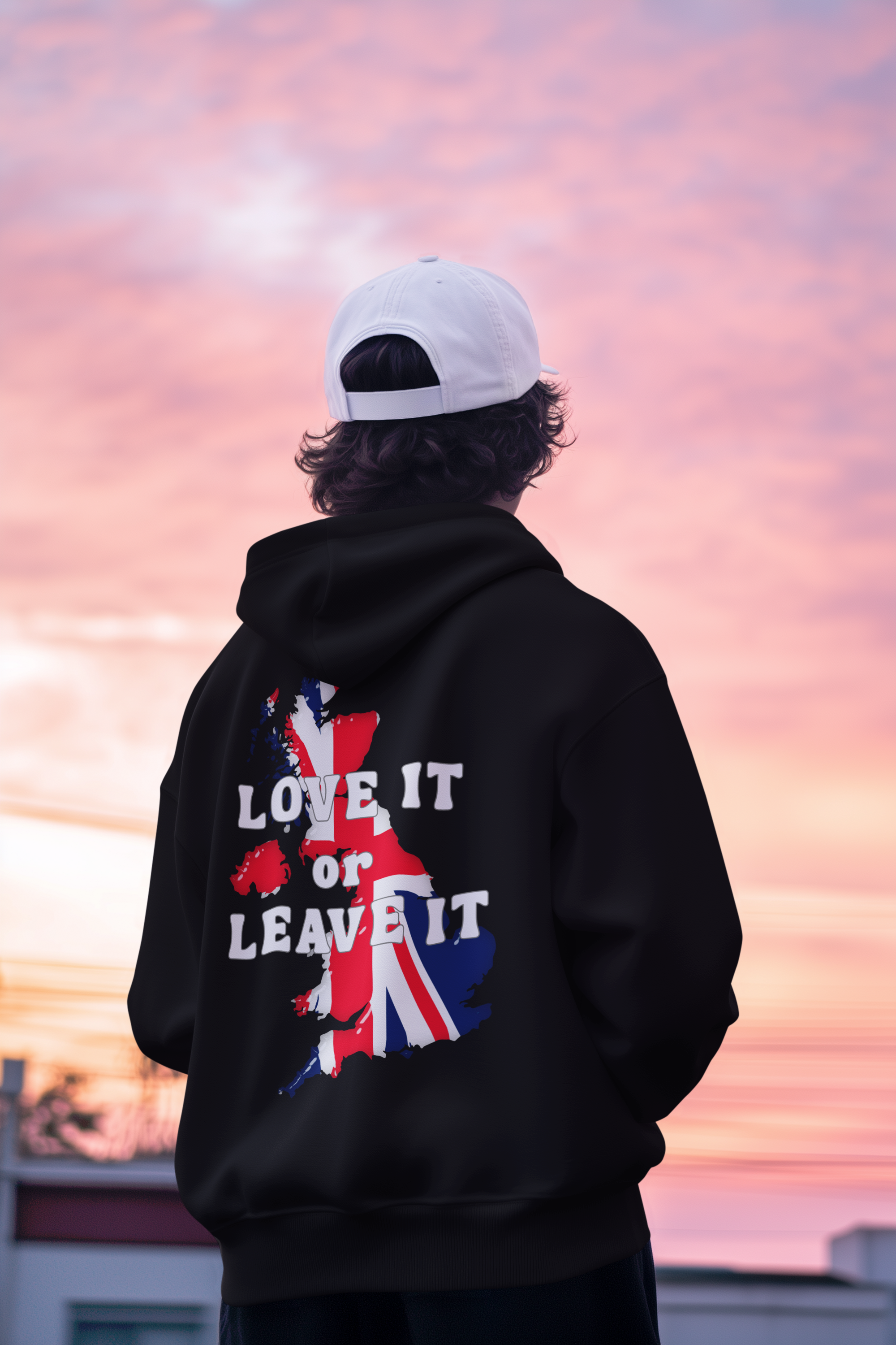 Fleece Hoodie with Love It or Leave It Design, Cozy Sweatshirt, Gifts for New UK Residents, British Pride Apparel, Casual Winter Wear