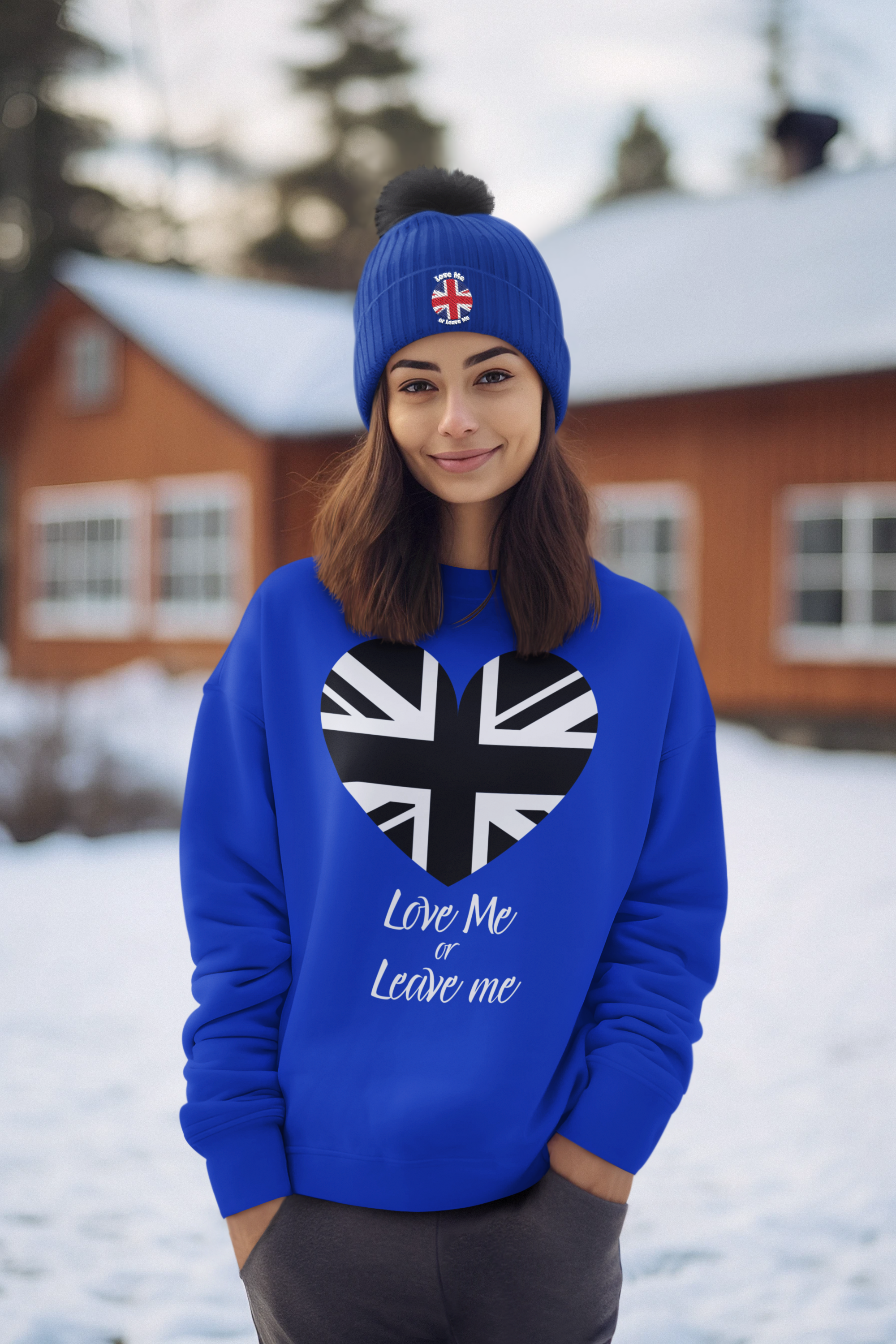 Union Jack Heart Sweatshirt, UK Pride Sweater, Love Me or Leave Me Gift, Cozy Casual Wear, Perfect for Travel & Holidays