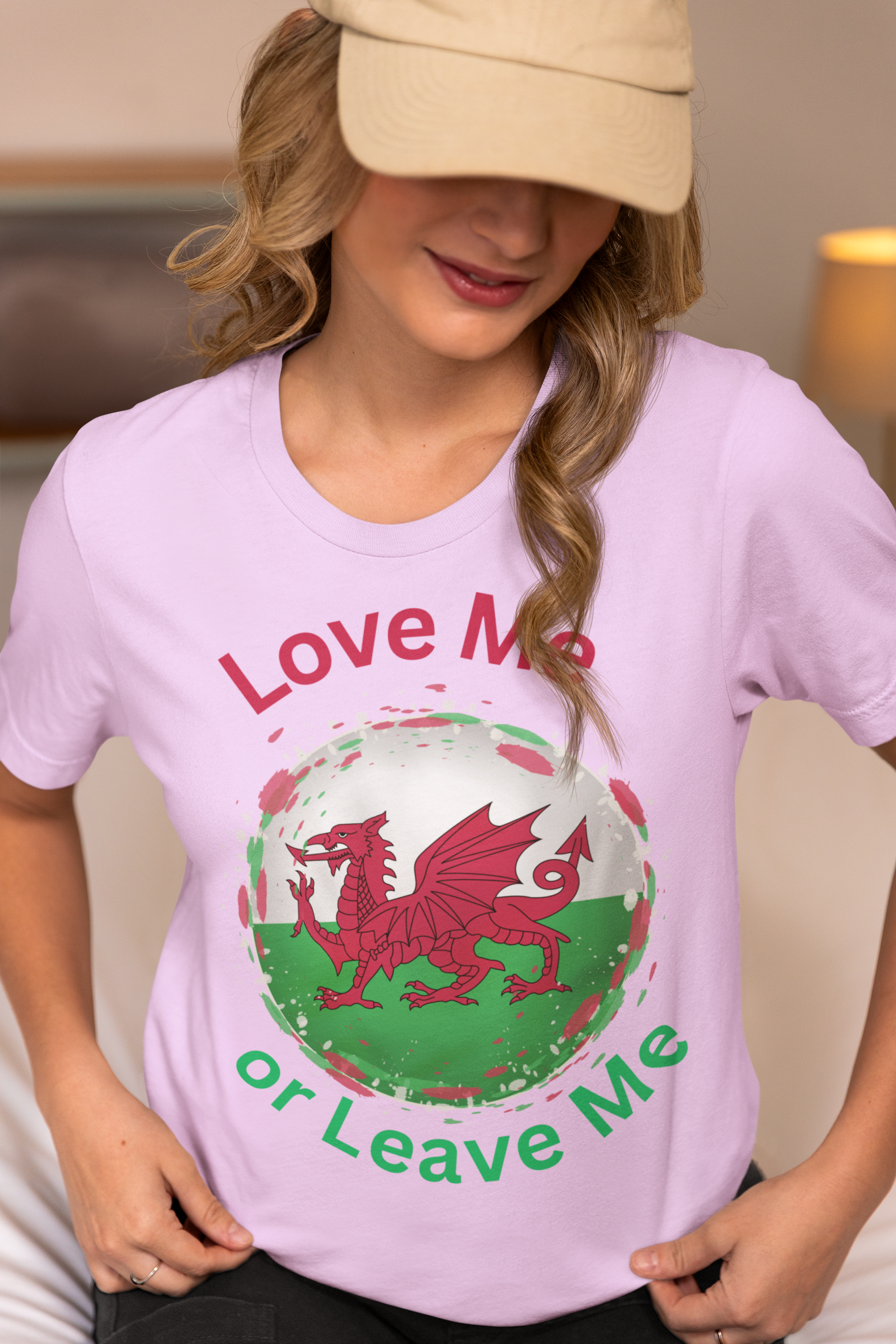 Love Me or Leave Me Welsh Dragon V-Neck Tee, Unisex Shirt for Celebrations, Gift for Wales Fans, Casual Wear, Unique Tees