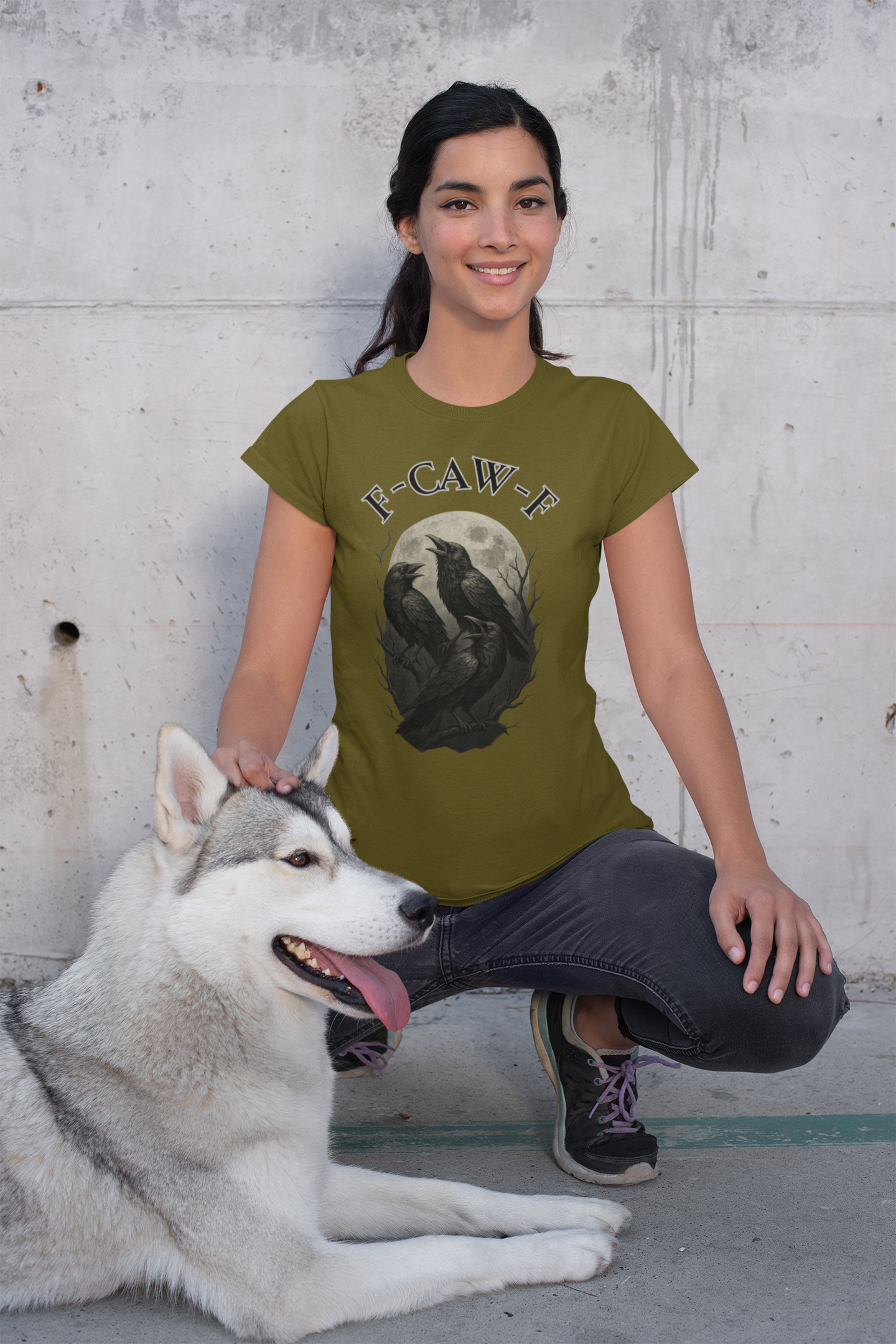 F-Caw-F Raven Graphic T-Shirt, Unisex Softstyle Tee, Gothic Apparel, Halloween, Wearable Art, Gift for Bird Lovers, Casual Style