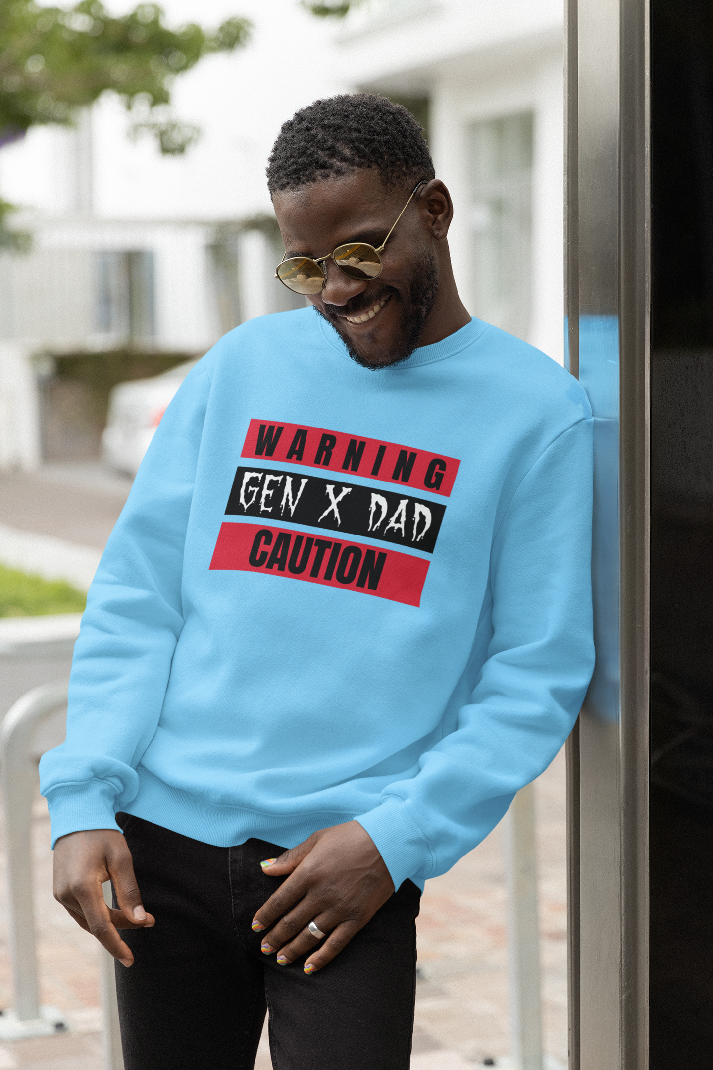 Warning Gen X Dad Crewneck Sweatshirt - Casual Wear, Gift for Dad, Funny Sweatshirt, Cozy Apparel, Unique Gift Idea