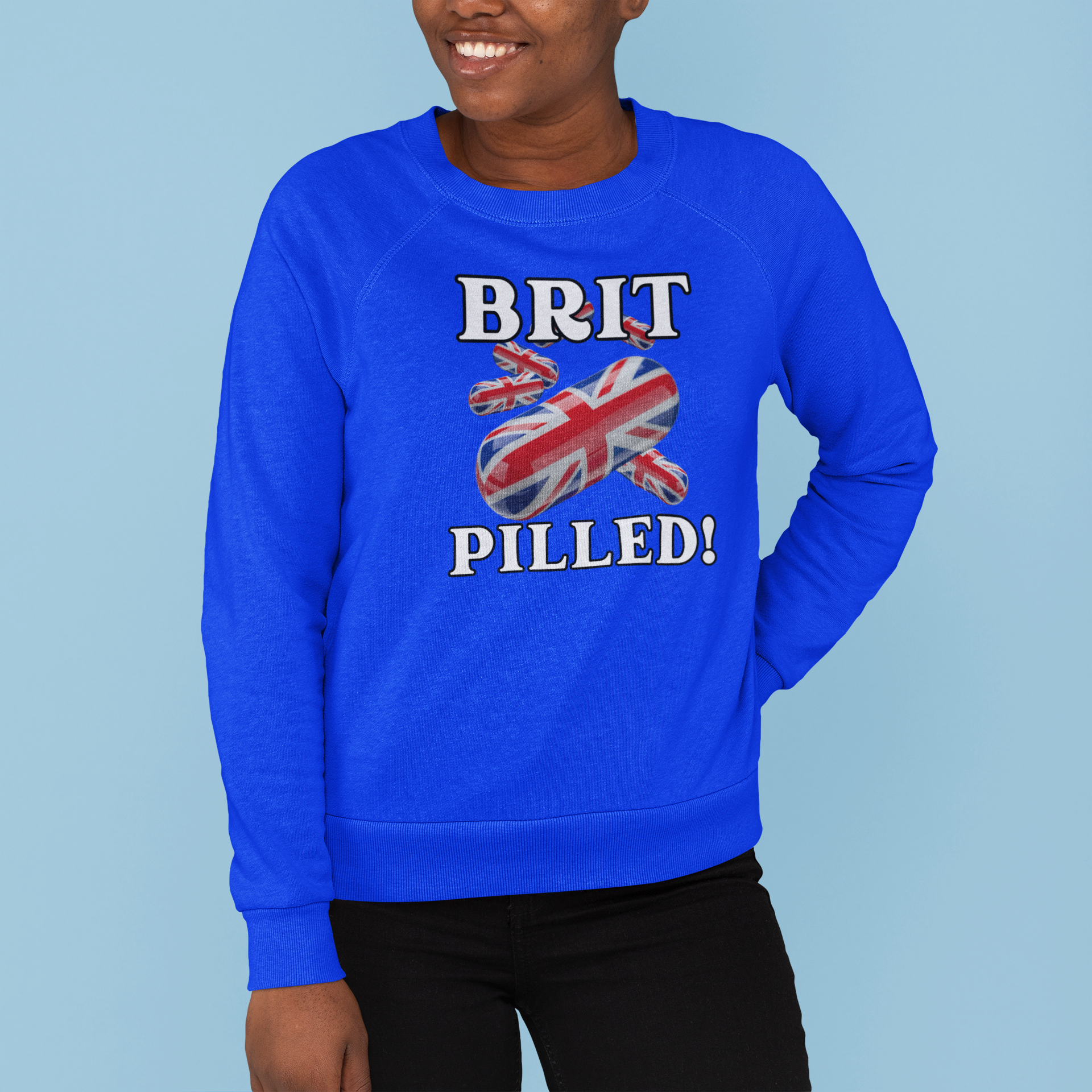 Unisex Sweatshirt with British Flag Design | Brit Pilled | Casual Wear, Unique Gift, Travel Souvenir, Statement Clothing