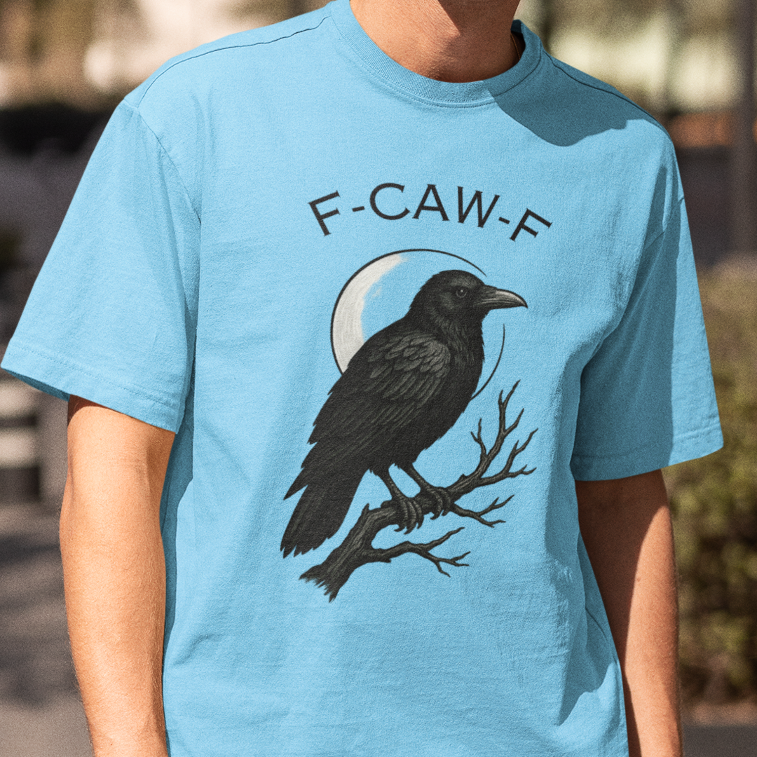 Caw-F Unisex Cotton Tee, Raven Shirt, Bird Lover Gift, Halloween Apparel, Nature T-Shirt, Unique Graphic Tee