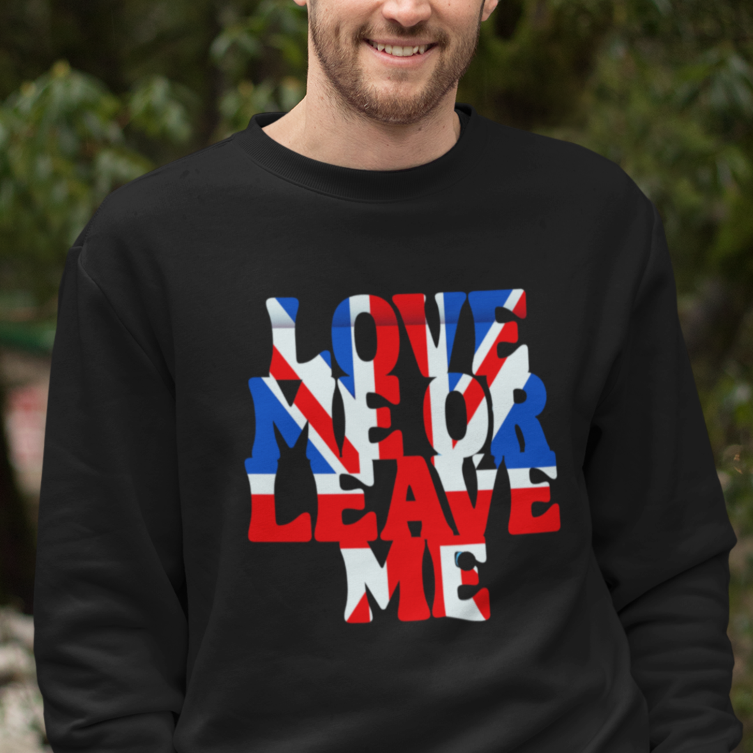 Union Jack Love Sweatshirt, British Pride, Unisex Clothing, Cozy Gift, Fall Fashion, Casual Wear, Travel Souvenir
