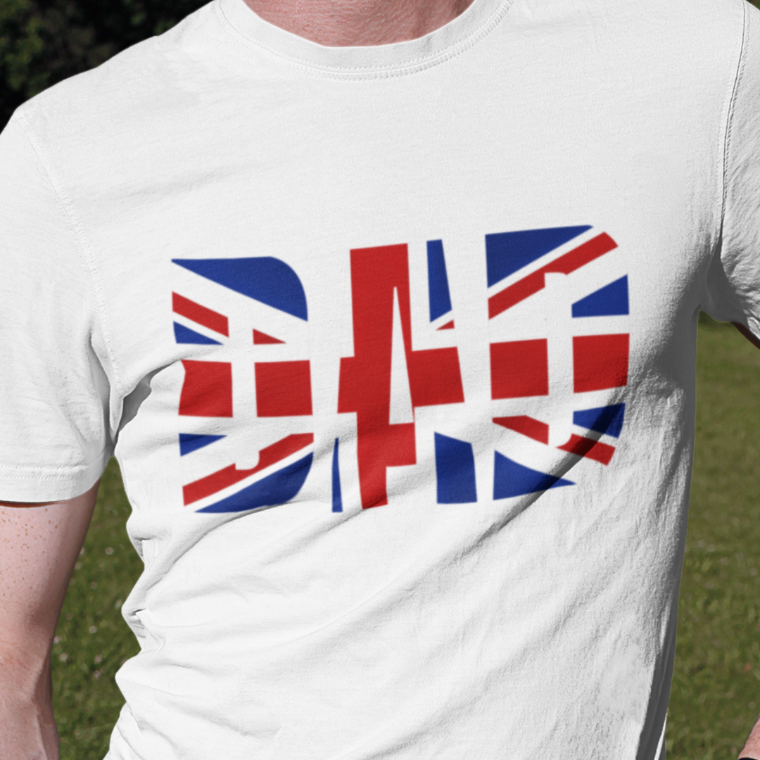 British Flag Dad Tee - Perfect for Father's Day, Casual Wear, Gifts for Dads, Patriotic Fashion, Family Outings