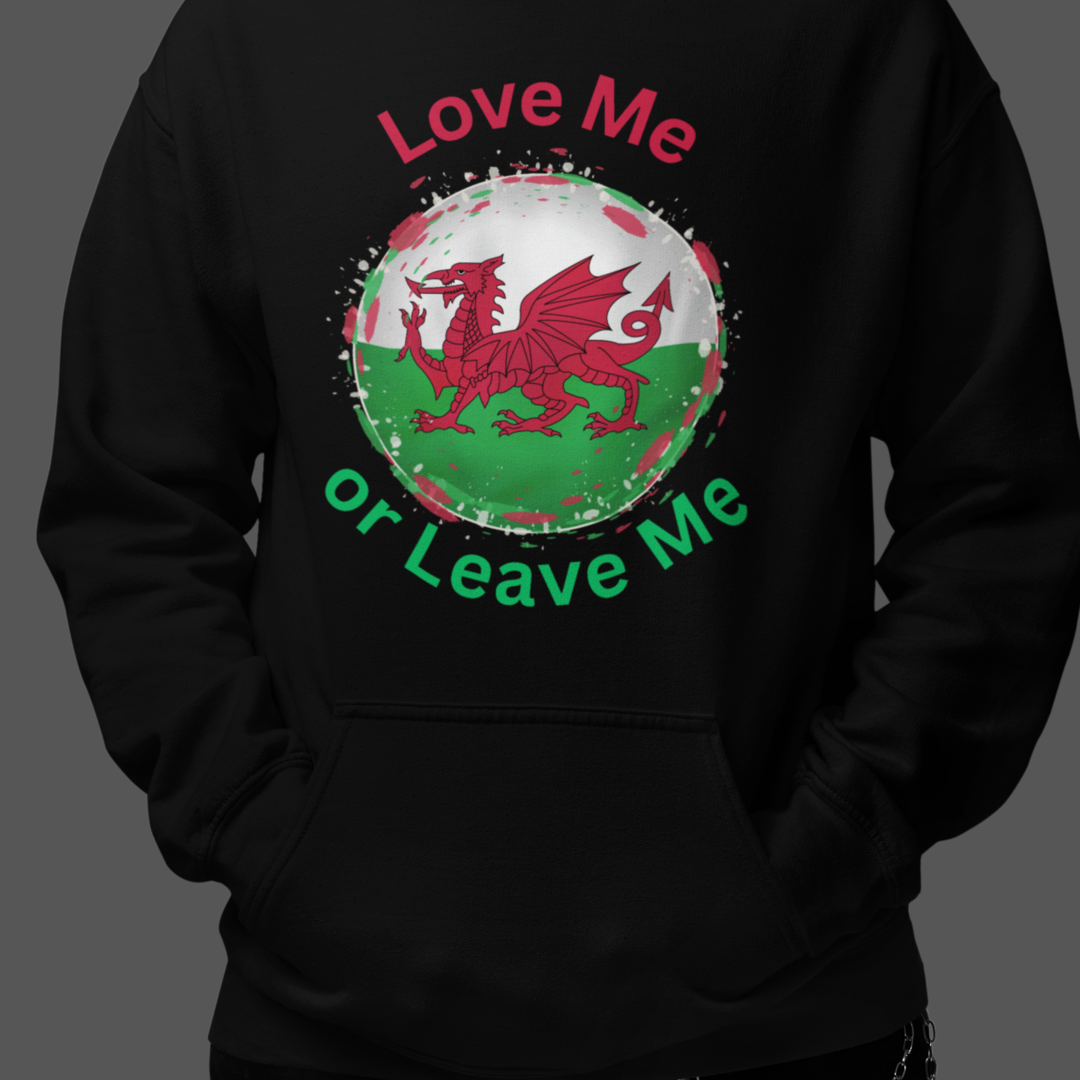Welsh Pride Hoodie, Cozy College Sweatshirt, Unisex Hoodie, Love Me or Leave Me Apparel, Casual Gift for Students