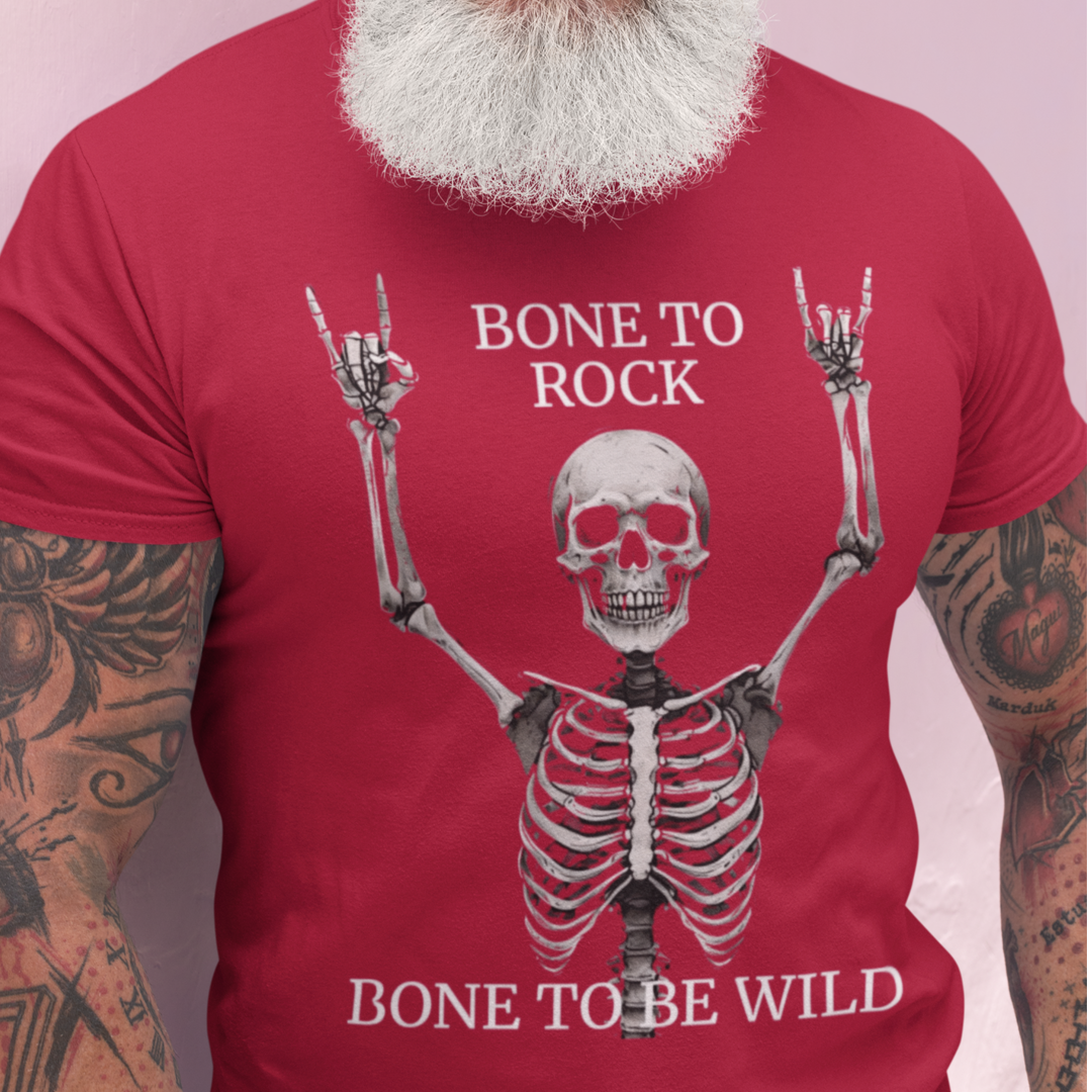 Bone to Rock T-Shirt - Unisex Skull Graphic Tee, Halloween Costume, Music Lover Gift, Fun Party Wear, Casual Outfit