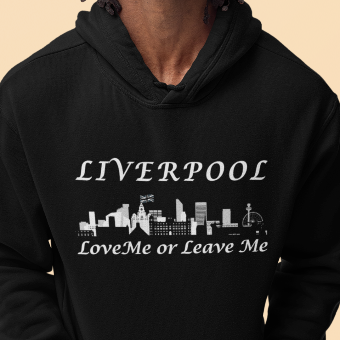 Liverpool Skyline College Hoodie - Love Me or Leave Me, Comfortable Unisex Sweatshirt, Perfect Gift for Students, Casual Wear