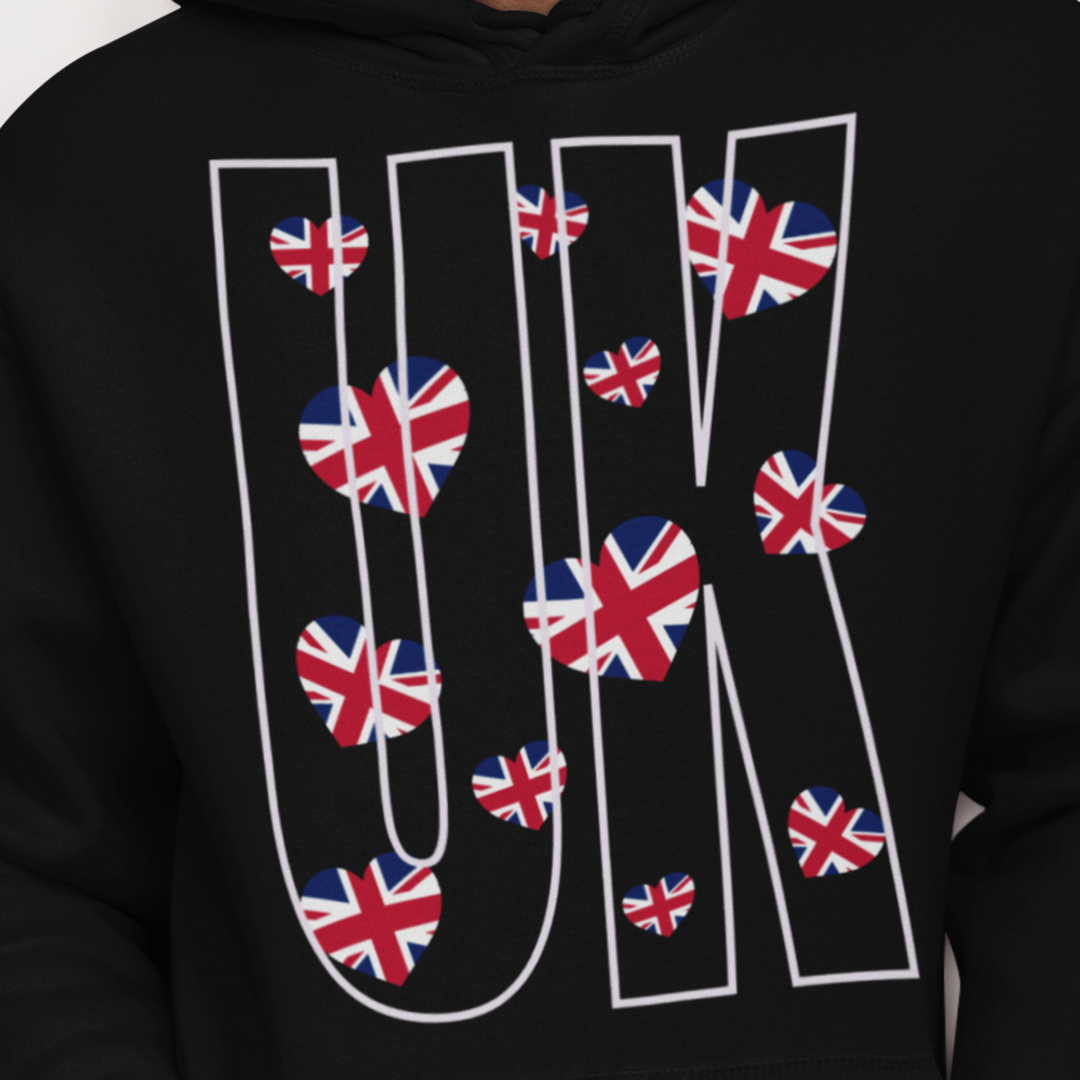 British Hearts Unisex College Hoodie, Cute Hoodie, Gift for Students, Cozy Sweatshirt, School Spirit Wear, Casual Fashion