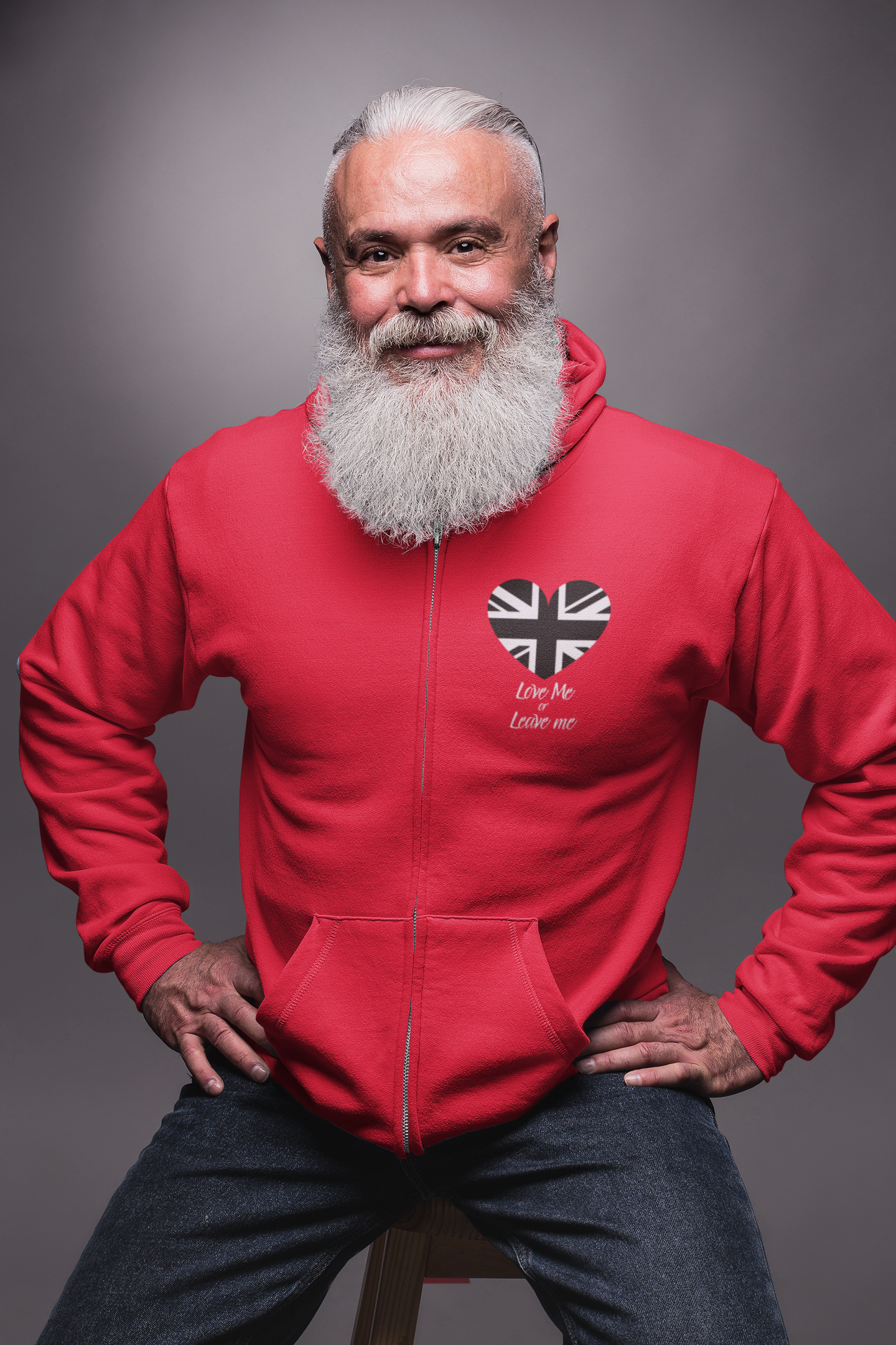 Patriotic Union Jack Love Zip Hoodie | Perfect Gift for Travelers, Fall Fashion, Casual Wear, British Pride, Love Theme