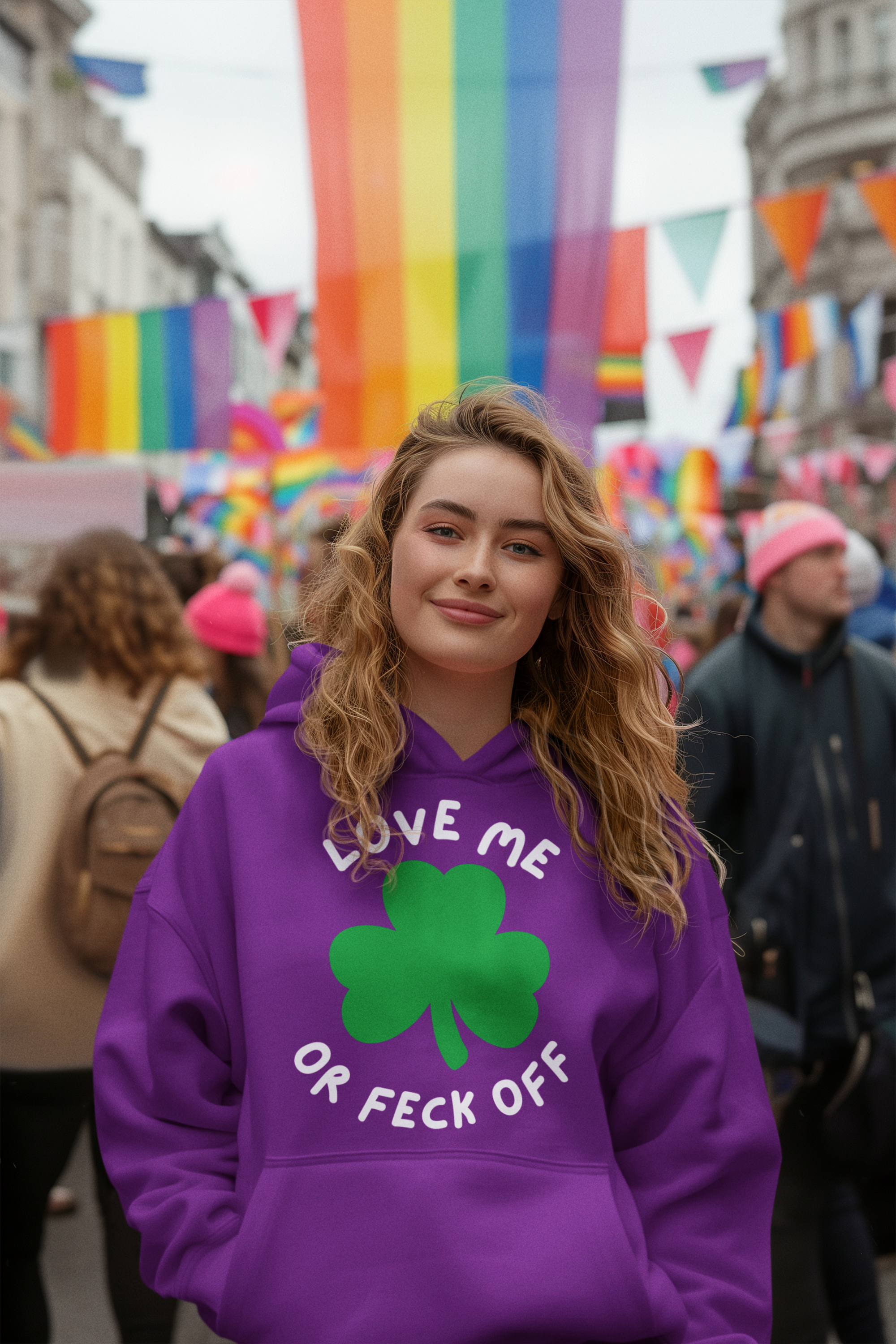Unisex College Hoodie with Funny St. Patrick's Day Design, Cute Gift for Students, Party Wear, College Apparel, Yellow Sweatshirt