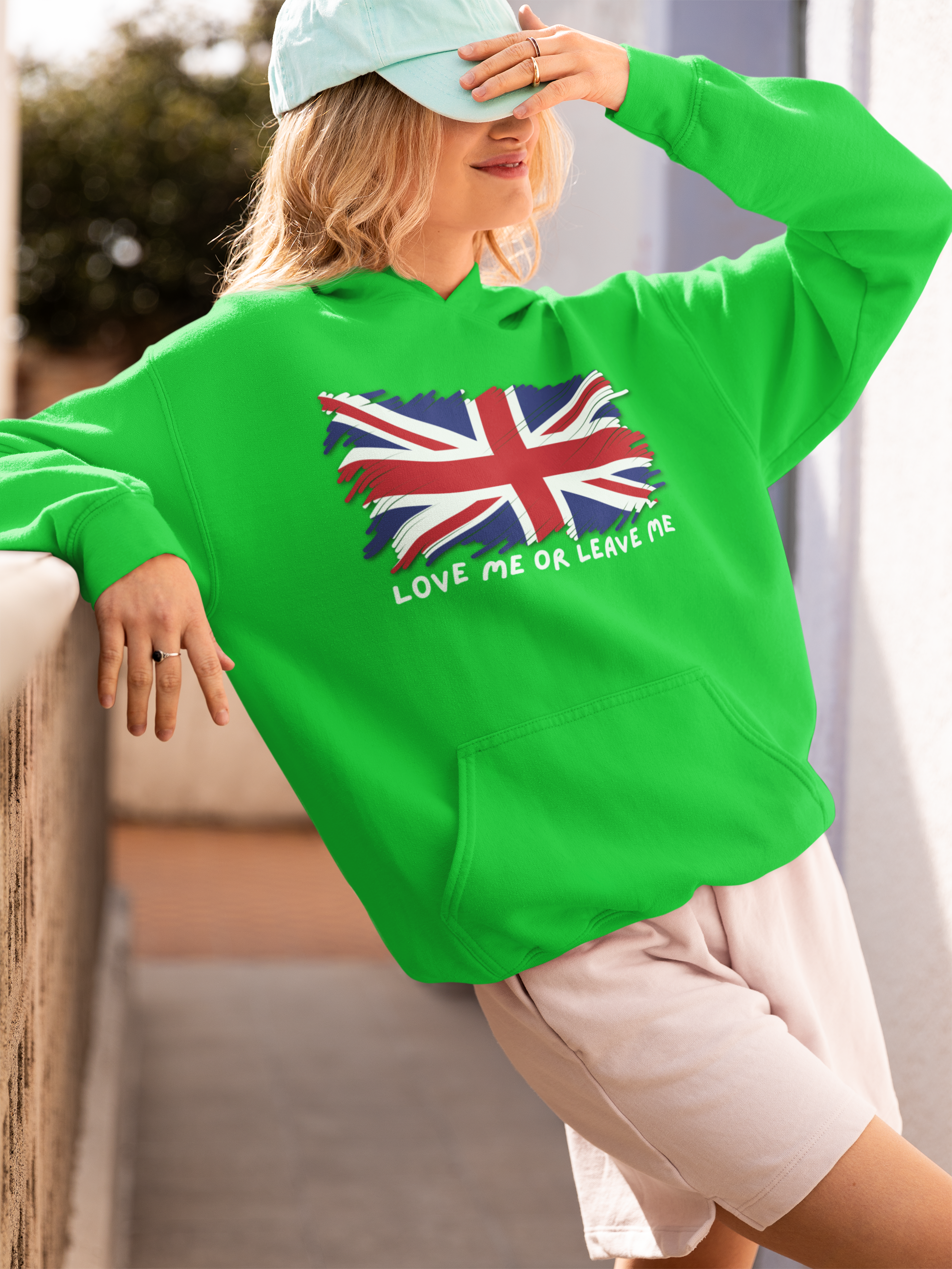 Union Jack Graphic Hoodie, British Pride Sweatshirt, Unisex College Apparel, Casual Everyday Wear, Great for Gifts