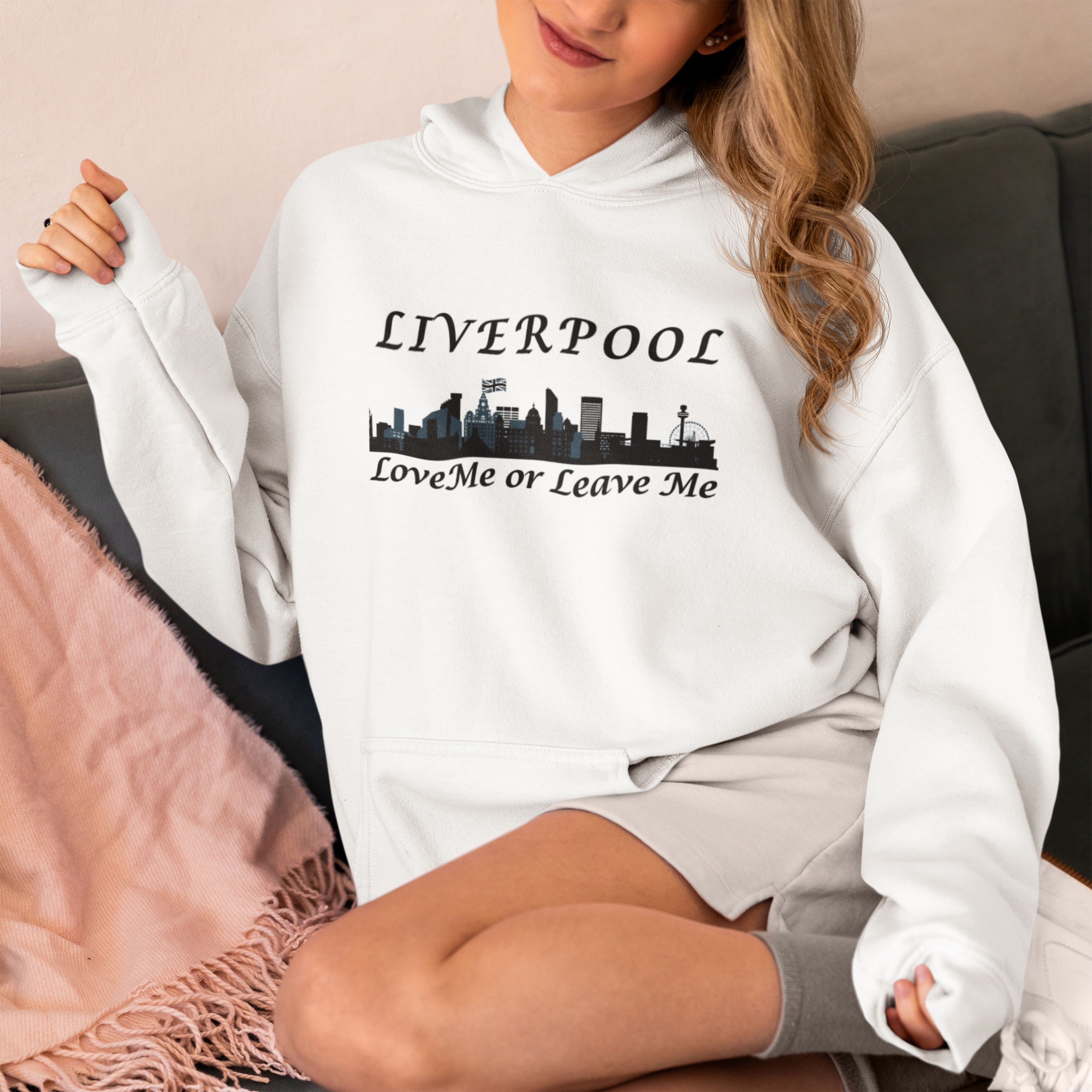 Liverpool Skyline Love or Leave Unisex College Hoodie, Cozy Sweatshirt, Perfect for College, Liverpool Fans, Casual Wear