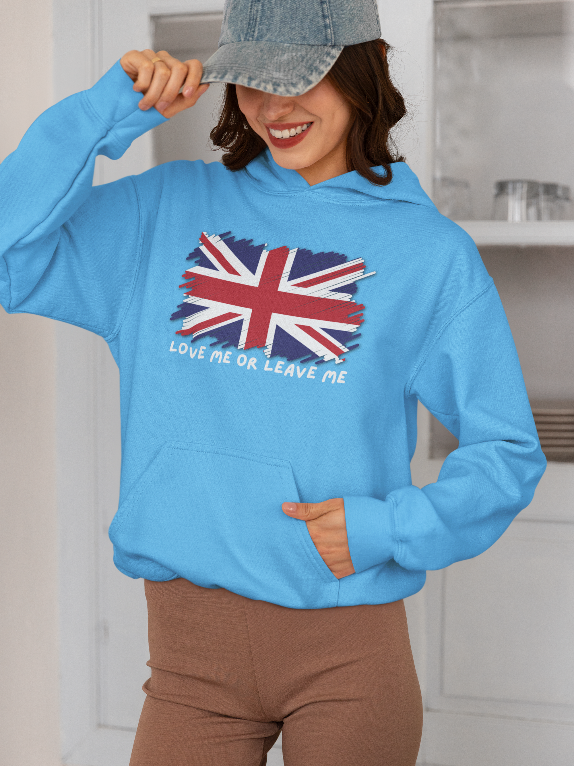 Union Jack Graphic Hoodie, British Pride Sweatshirt, Unisex College Apparel, Casual Everyday Wear, Great for Gifts