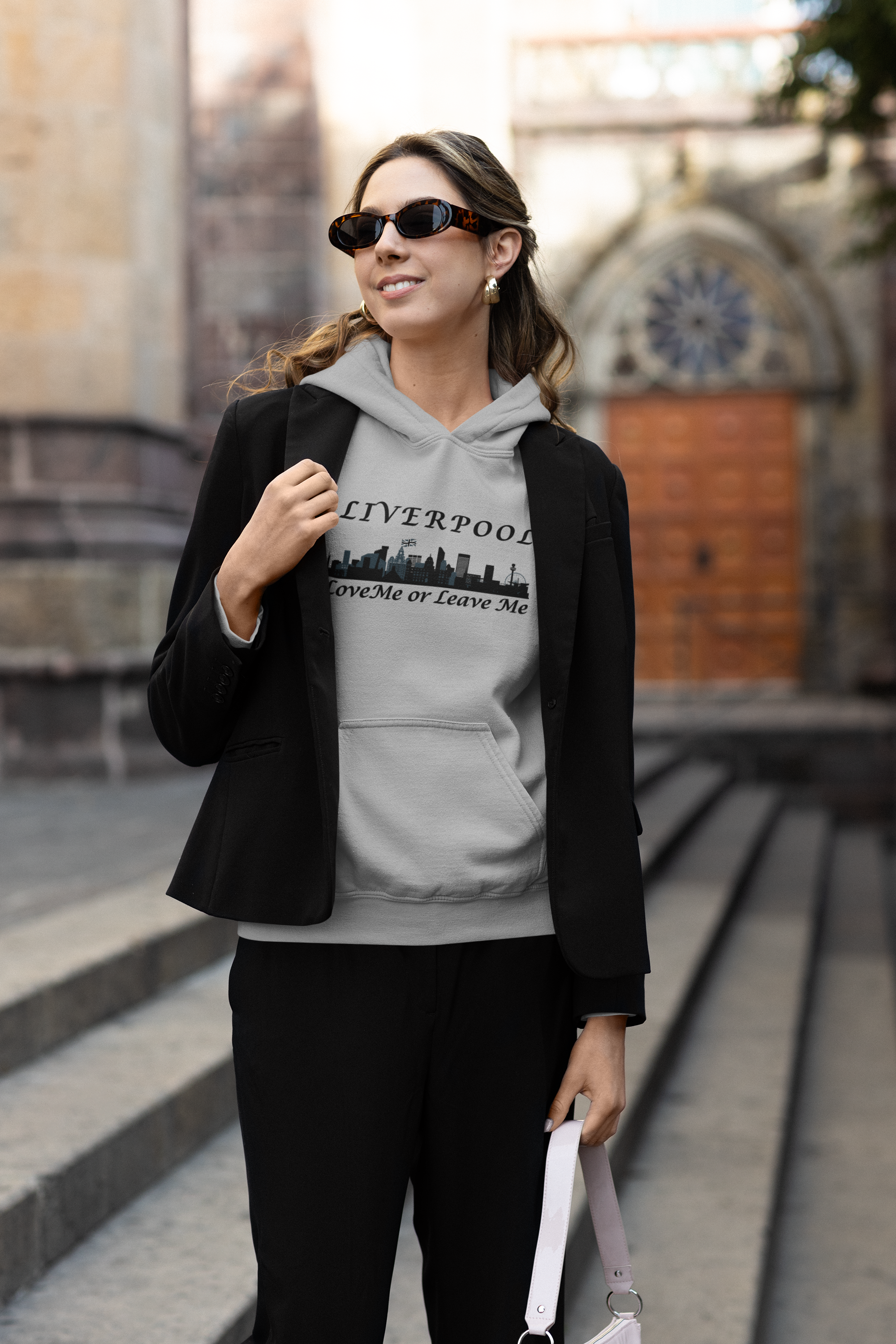 Liverpool Skyline Love or Leave Unisex College Hoodie, Cozy Sweatshirt, Perfect for College, Liverpool Fans, Casual Wear