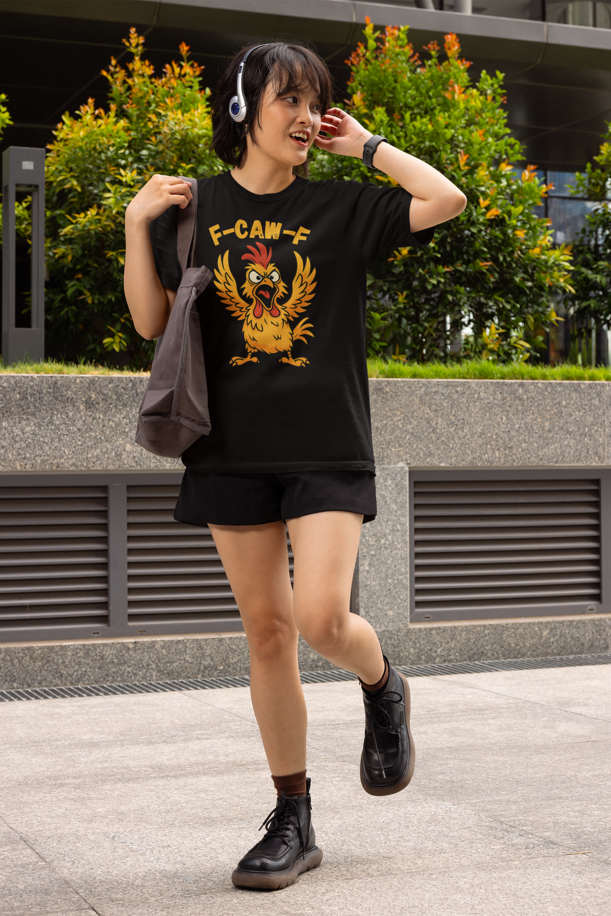 F-Caw-F Chicken Unisex Heavy Cotton Tee, Funny Graphic Tee, Animal Lover Gift, Quirky Shirt, Casual Wear, Birthday Surprise