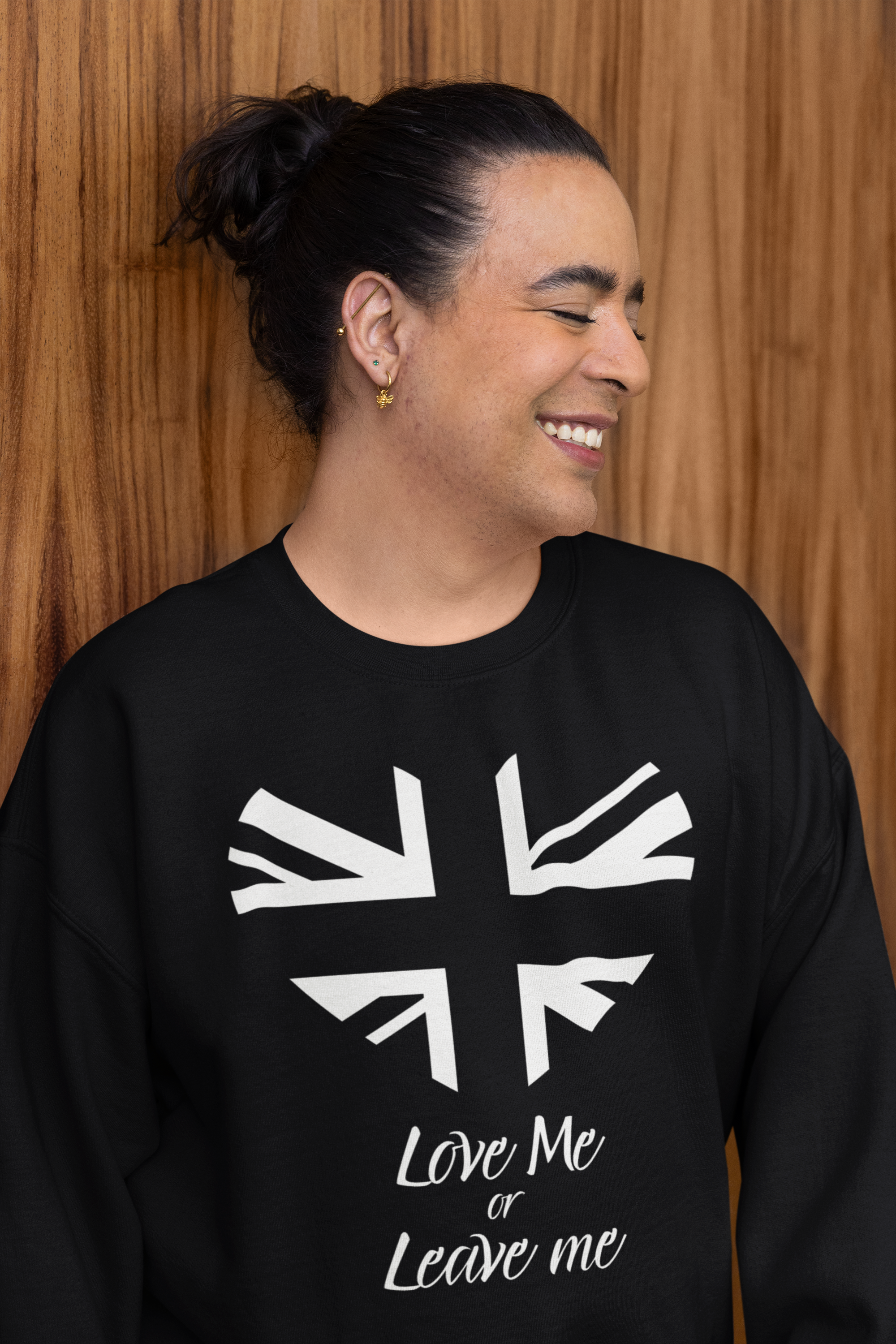 Union Jack Heart Sweatshirt, UK Pride Sweater, Love Me or Leave Me Gift, Cozy Casual Wear, Perfect for Travel & Holidays