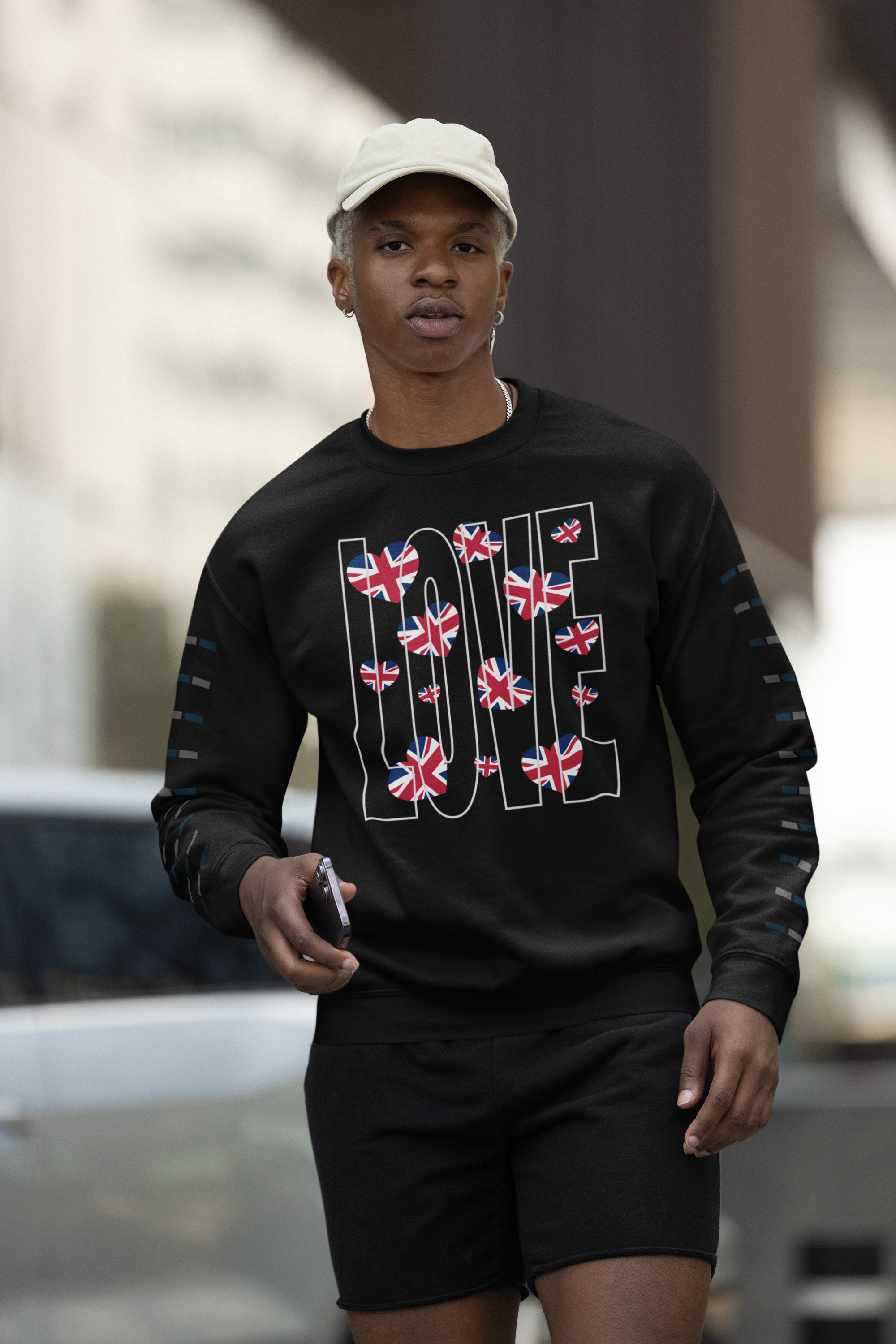 Patriotic Heart Sweatshirt, Cozy Unisex Pullover, British Flag Apparel, Gift for Travelers, Perfect for Holidays, Casual Everyday Wear