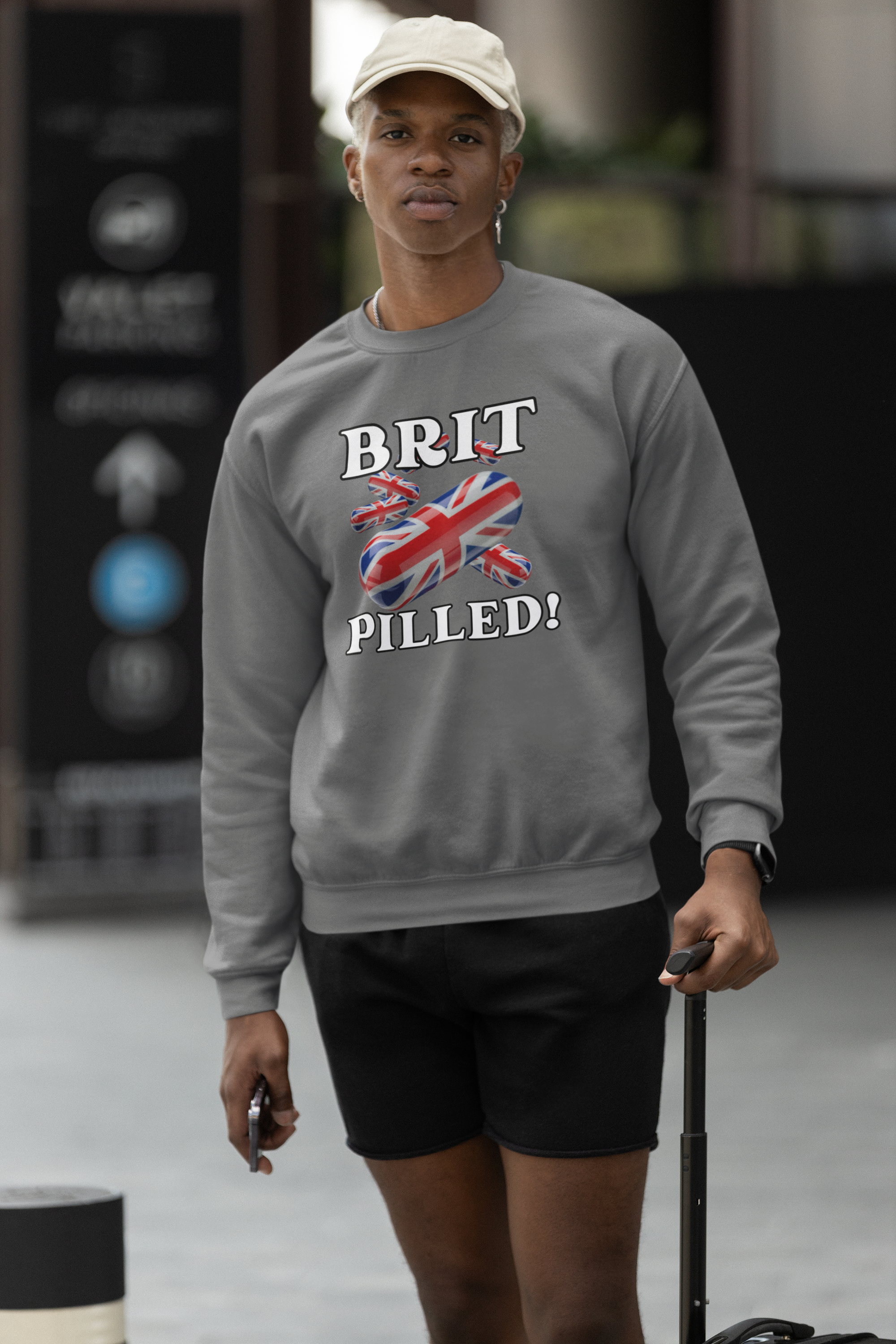 Unisex Sweatshirt with British Flag Design | Brit Pilled | Casual Wear, Unique Gift, Travel Souvenir, Statement Clothing