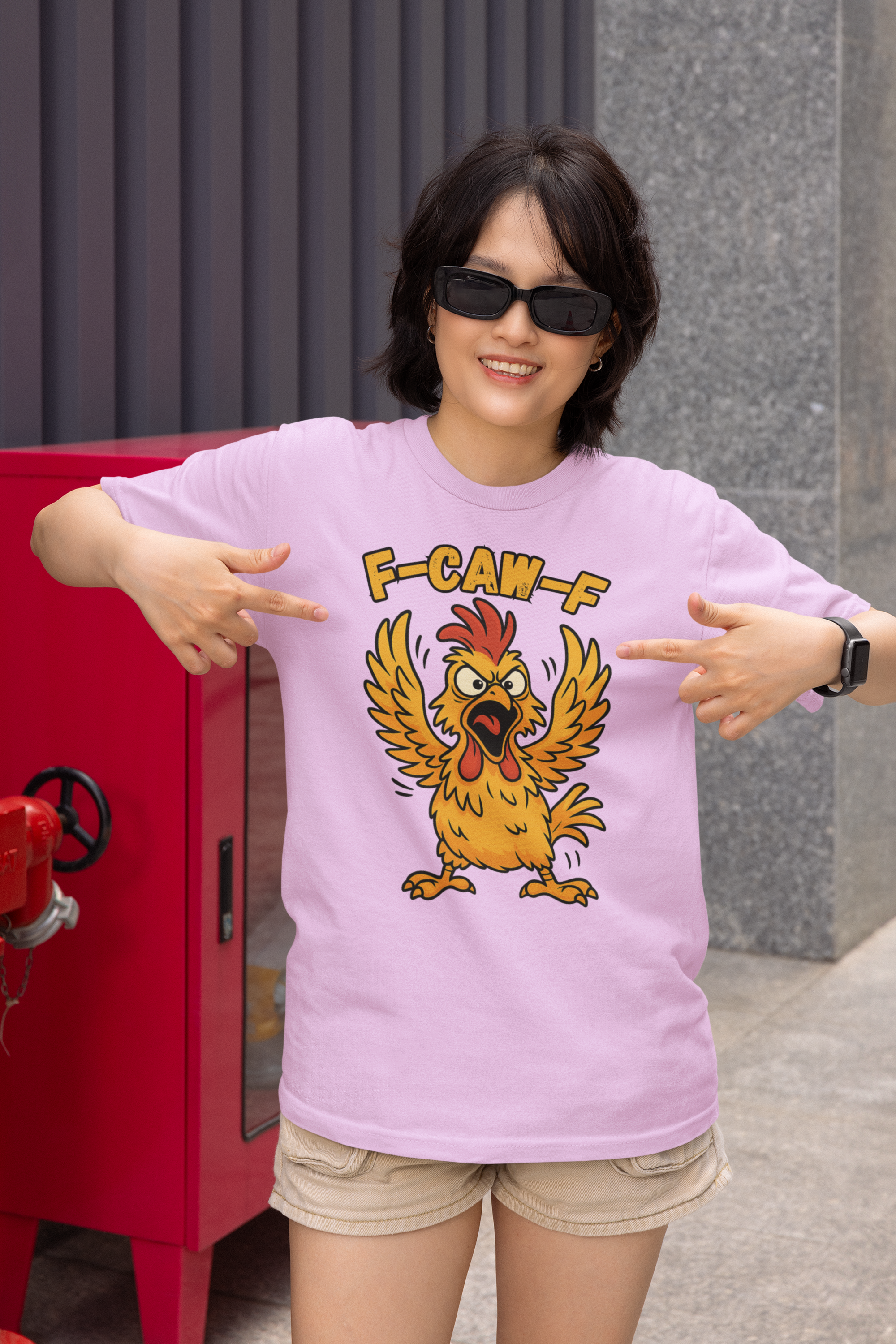 F-Caw-F Chicken Unisex Heavy Cotton Tee, Funny Graphic Tee, Animal Lover Gift, Quirky Shirt, Casual Wear, Birthday Surprise