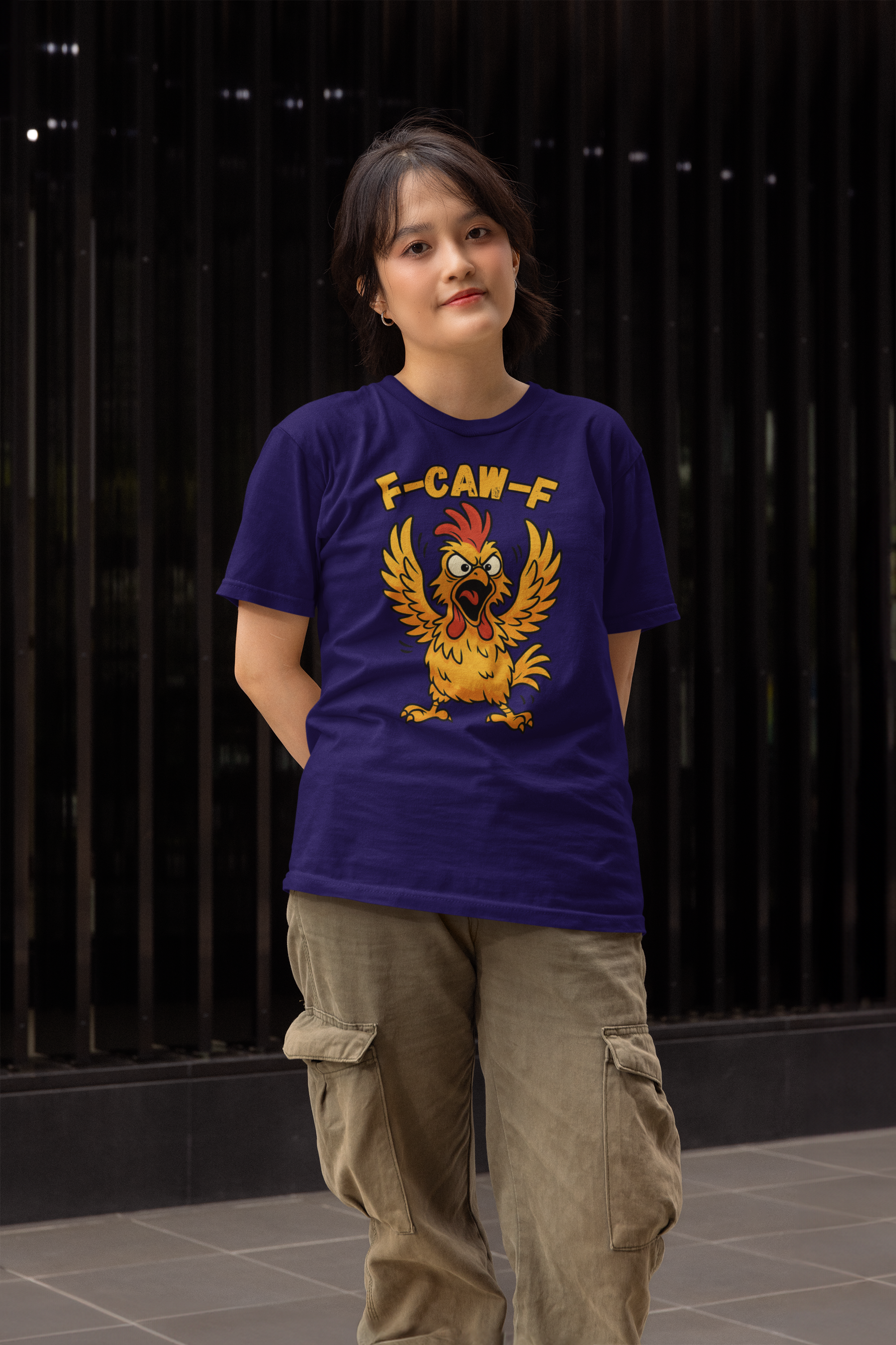 F-Caw-F Chicken Unisex Heavy Cotton Tee, Funny Graphic Tee, Animal Lover Gift, Quirky Shirt, Casual Wear, Birthday Surprise
