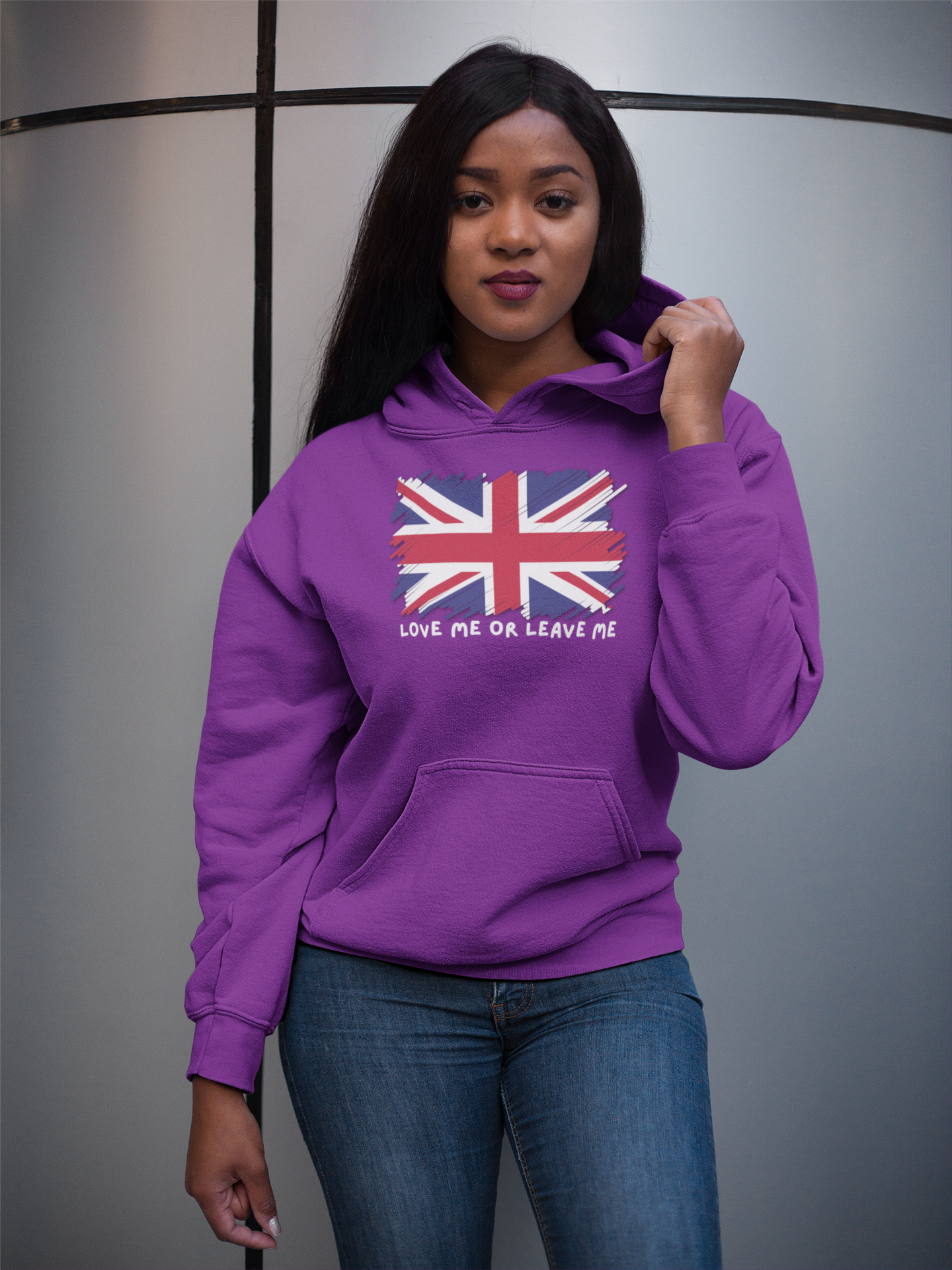 Union Jack Graphic Hoodie, British Pride Sweatshirt, Unisex College Apparel, Casual Everyday Wear, Great for Gifts