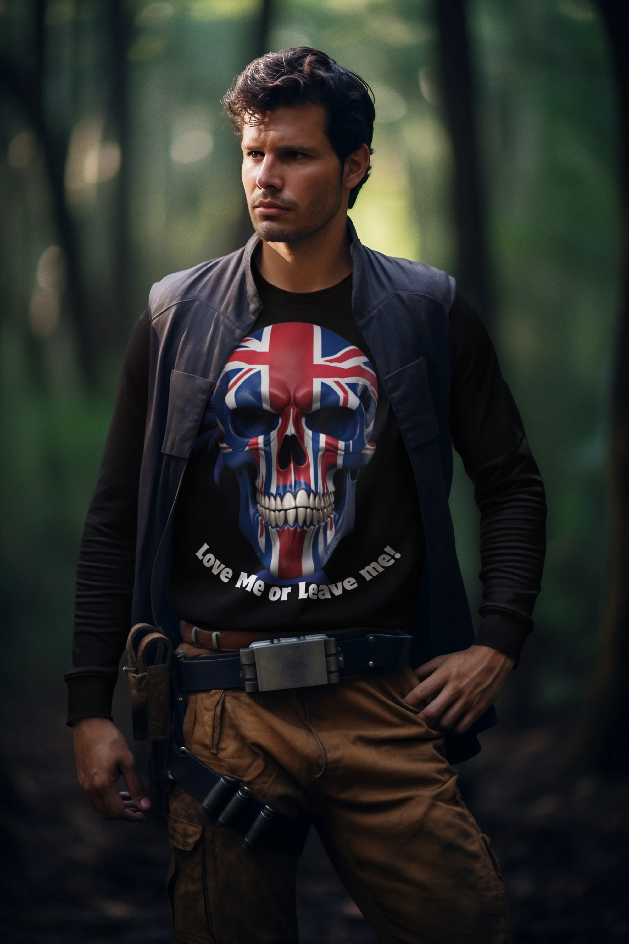 Patriotic Union Jack Skull Tee | Unisex Skull Long Sleeve, Trendy Graphic Tee, Hooded Shirt, Casual Wear, Gift for Music Lovers