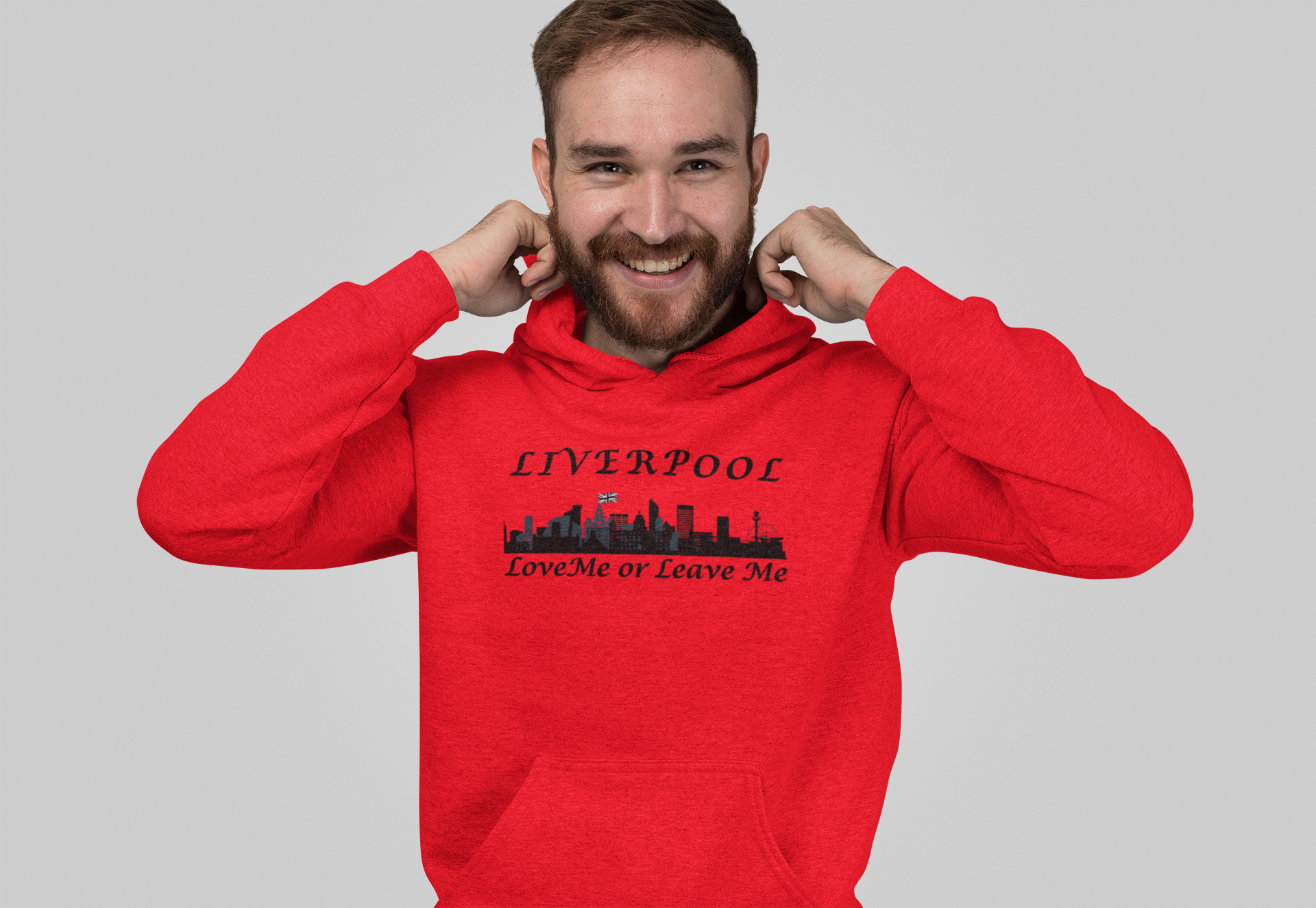 Liverpool Skyline Love or Leave Unisex College Hoodie, Cozy Sweatshirt, Perfect for College, Liverpool Fans, Casual Wear