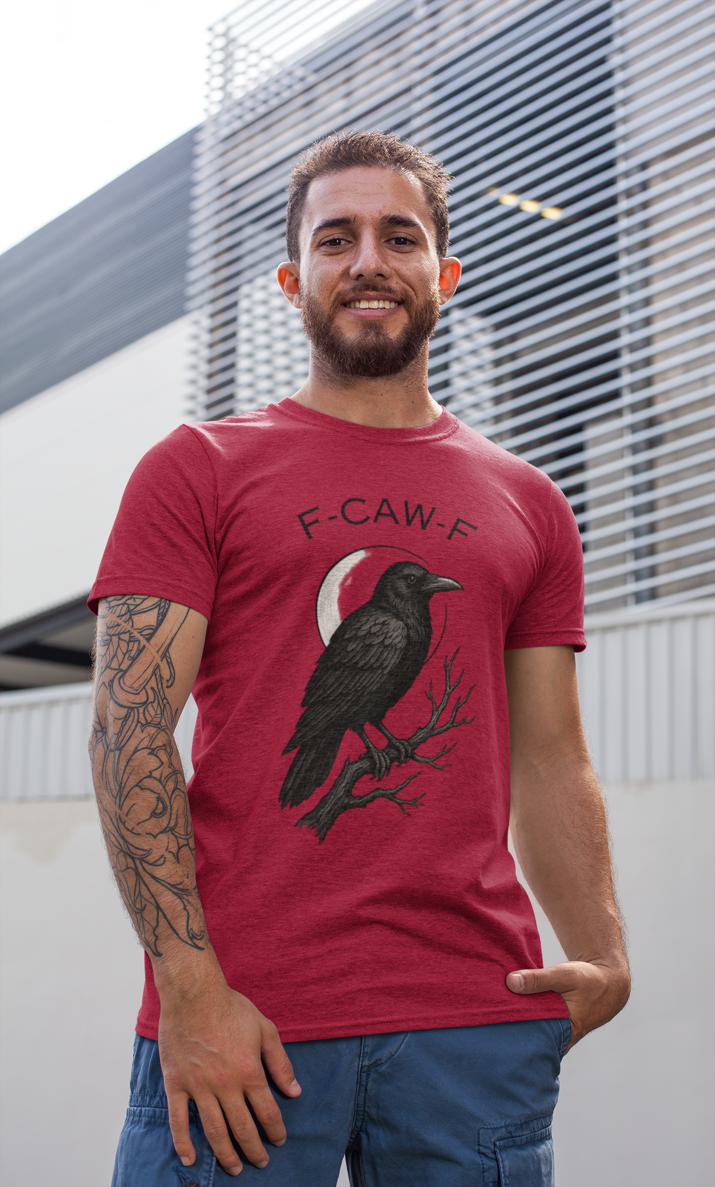 Caw-F Unisex Cotton Tee, Raven Shirt, Bird Lover Gift, Halloween Apparel, Nature T-Shirt, Unique Graphic Tee