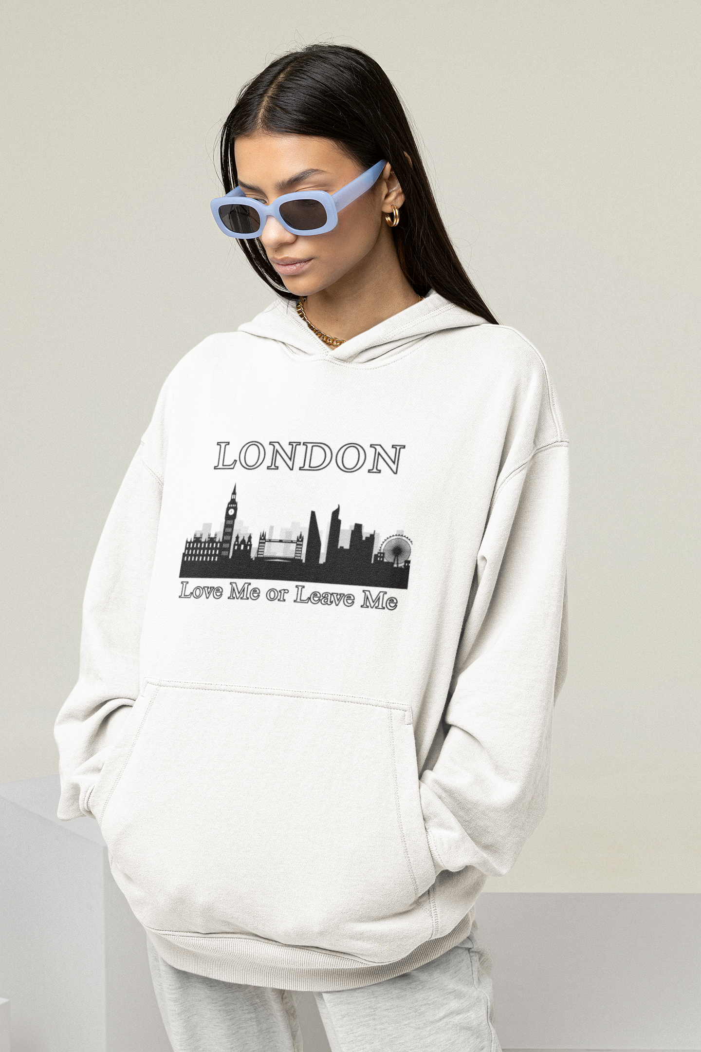 London Skyline Hoodie: Love Me or Leave Me, Sweatshirt for Travelers, Gifts for City Lovers, Cozy Unisex Pullover, Casual Fashionwear